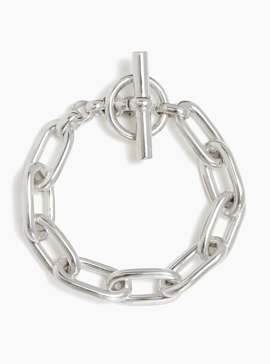 Large Silver Oval Linked Bracelet
