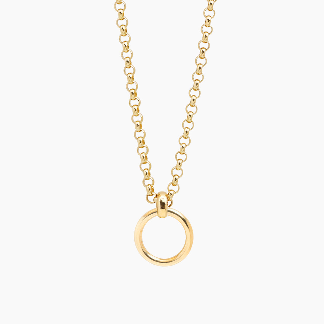 Large Gold Eternity Ring on Chunky Belcher Necklace