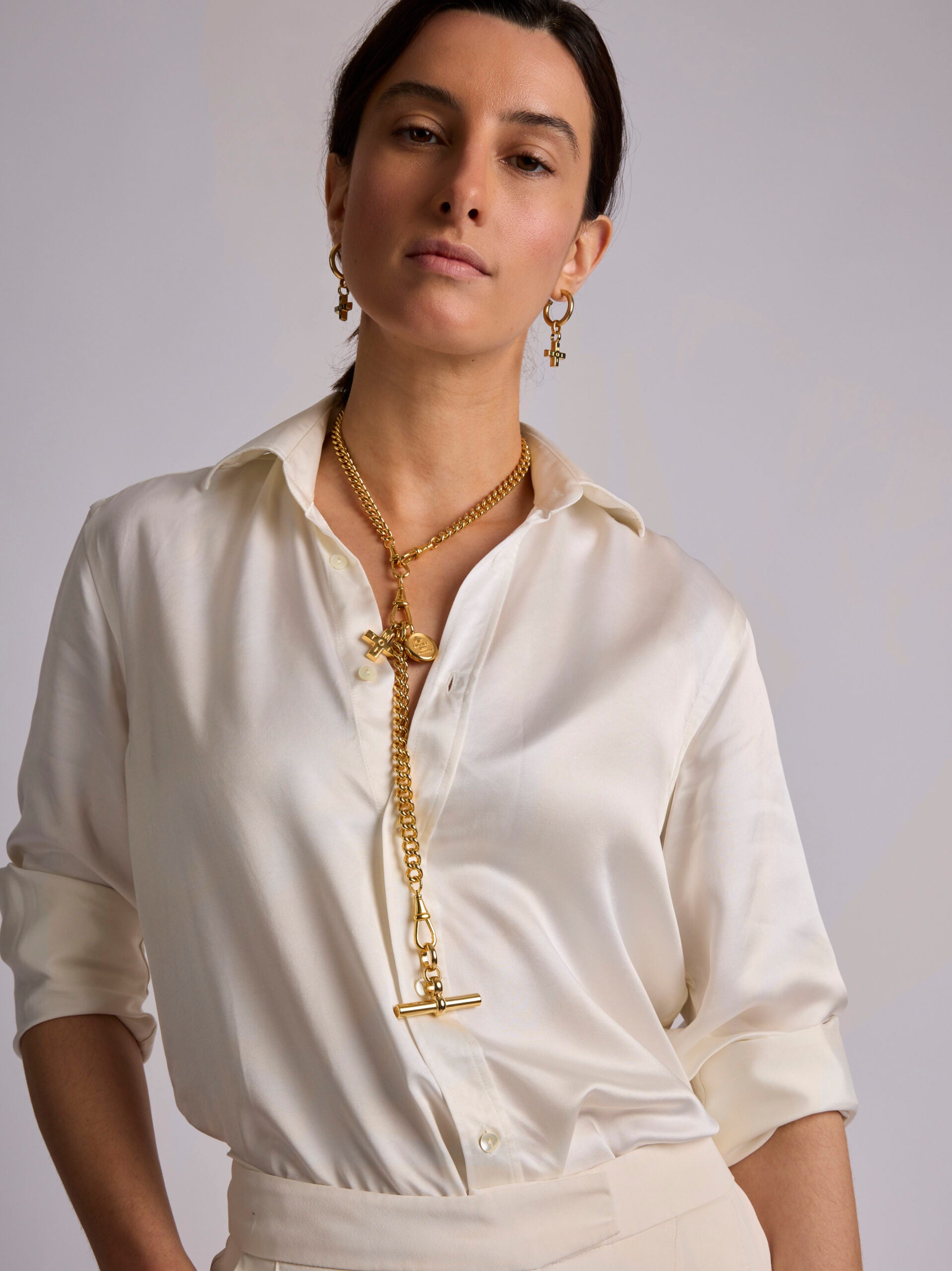 Gold Moi + Toi Curb ClipT Necklace Set
