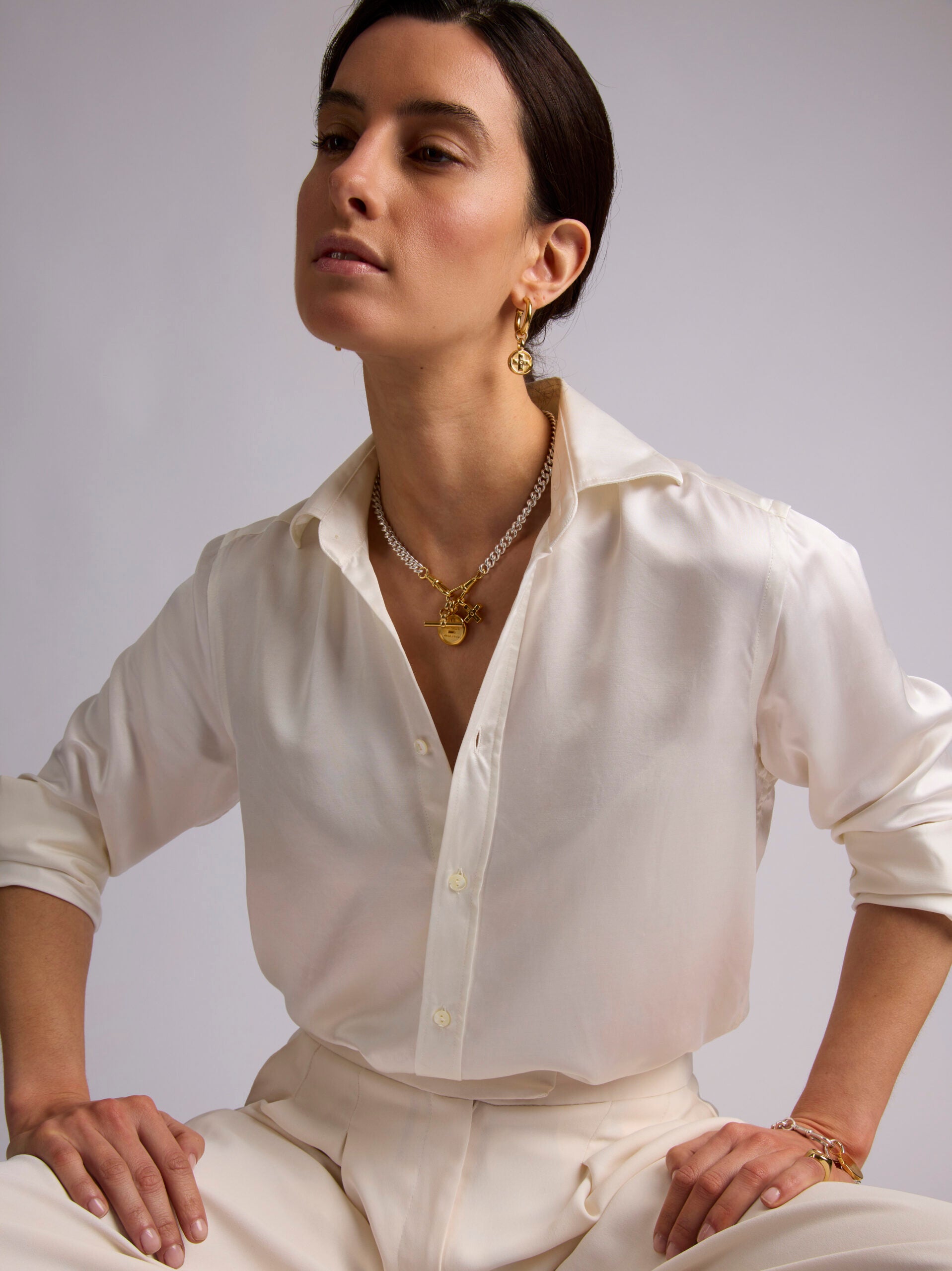 Mixed Metal Moi + Toi ClipT Cluster Necklace