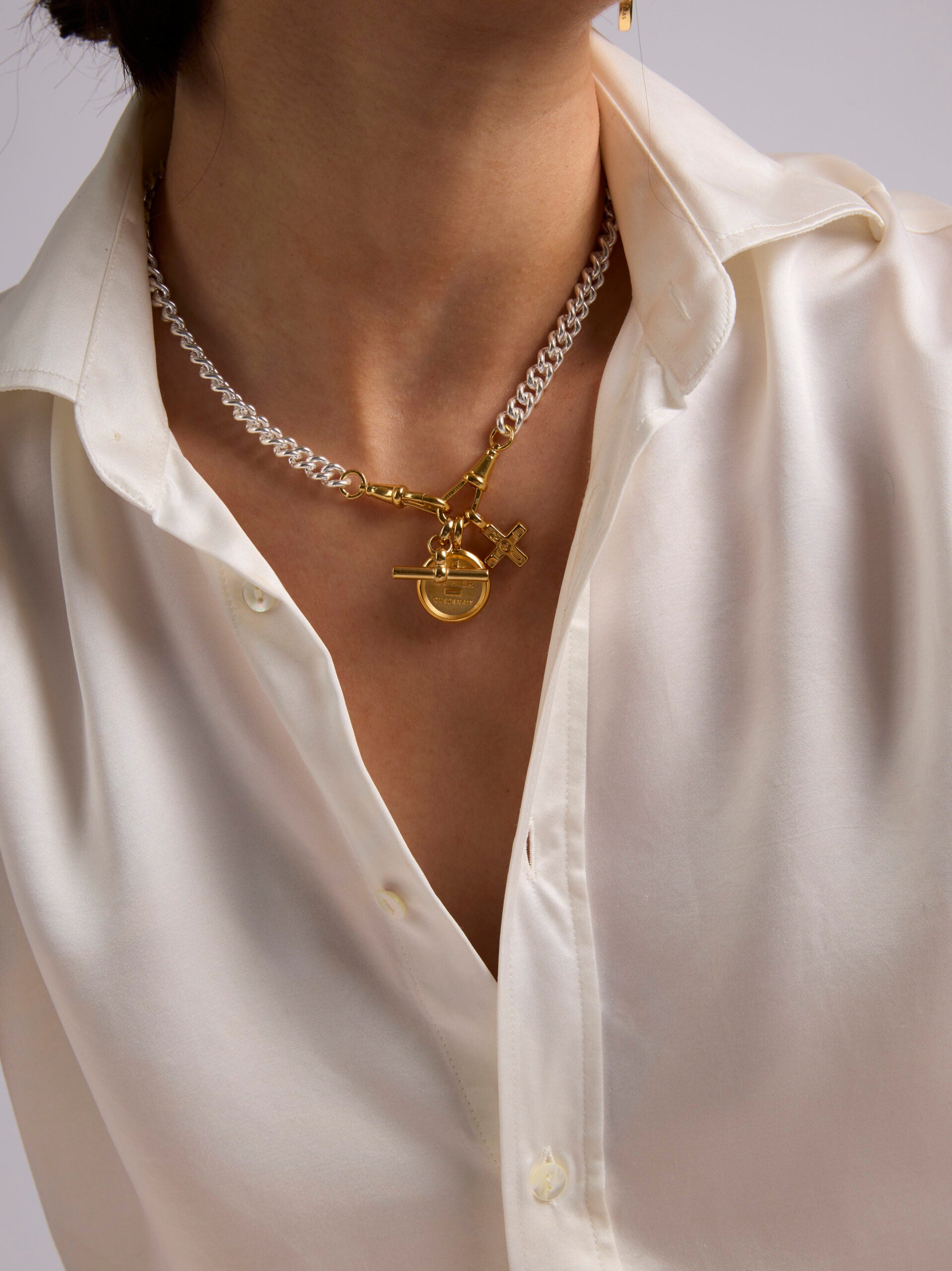 Mixed Metal Moi + Toi ClipT Cluster Necklace