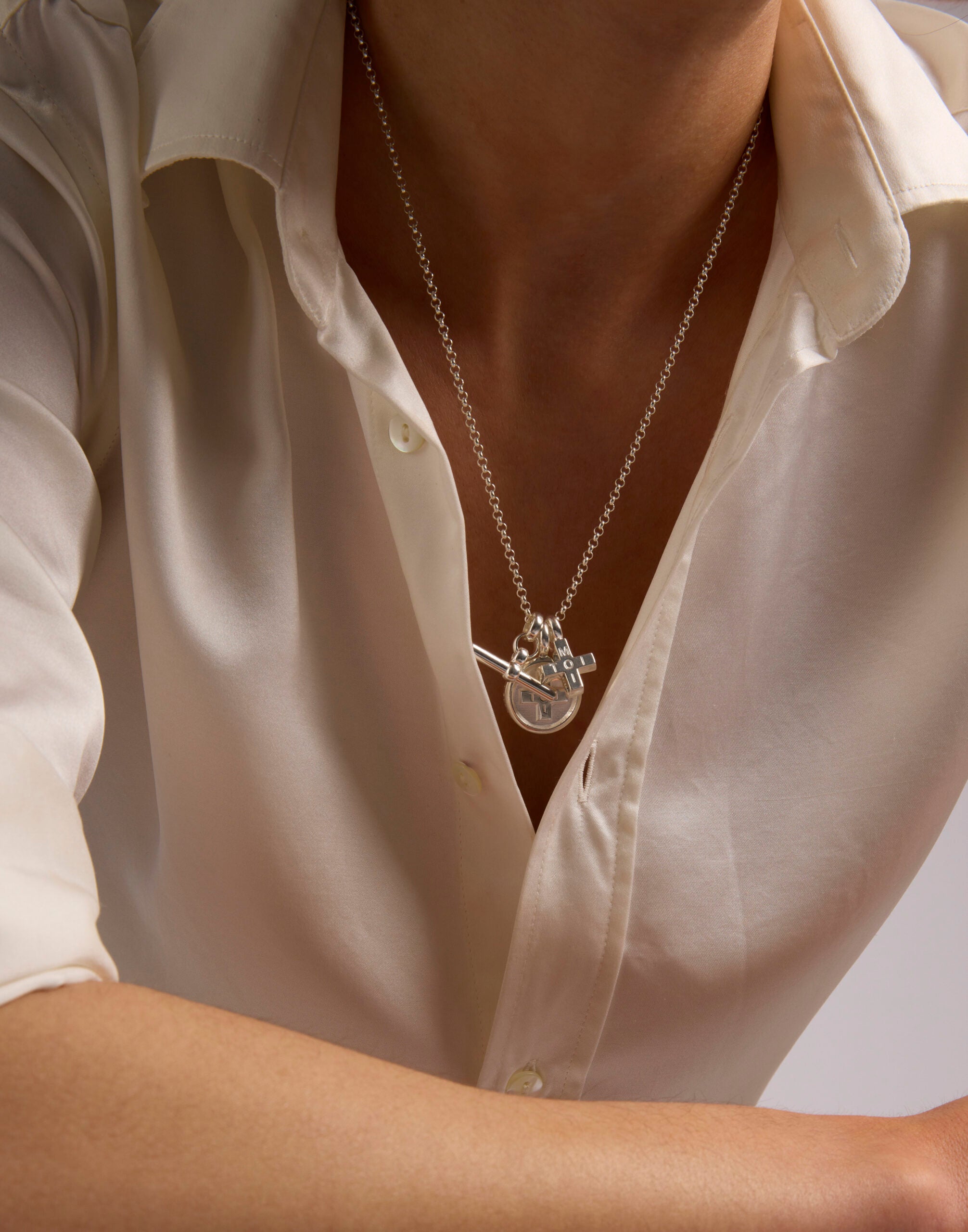 Silver Moi + Toi Cluster on Belcher Chain