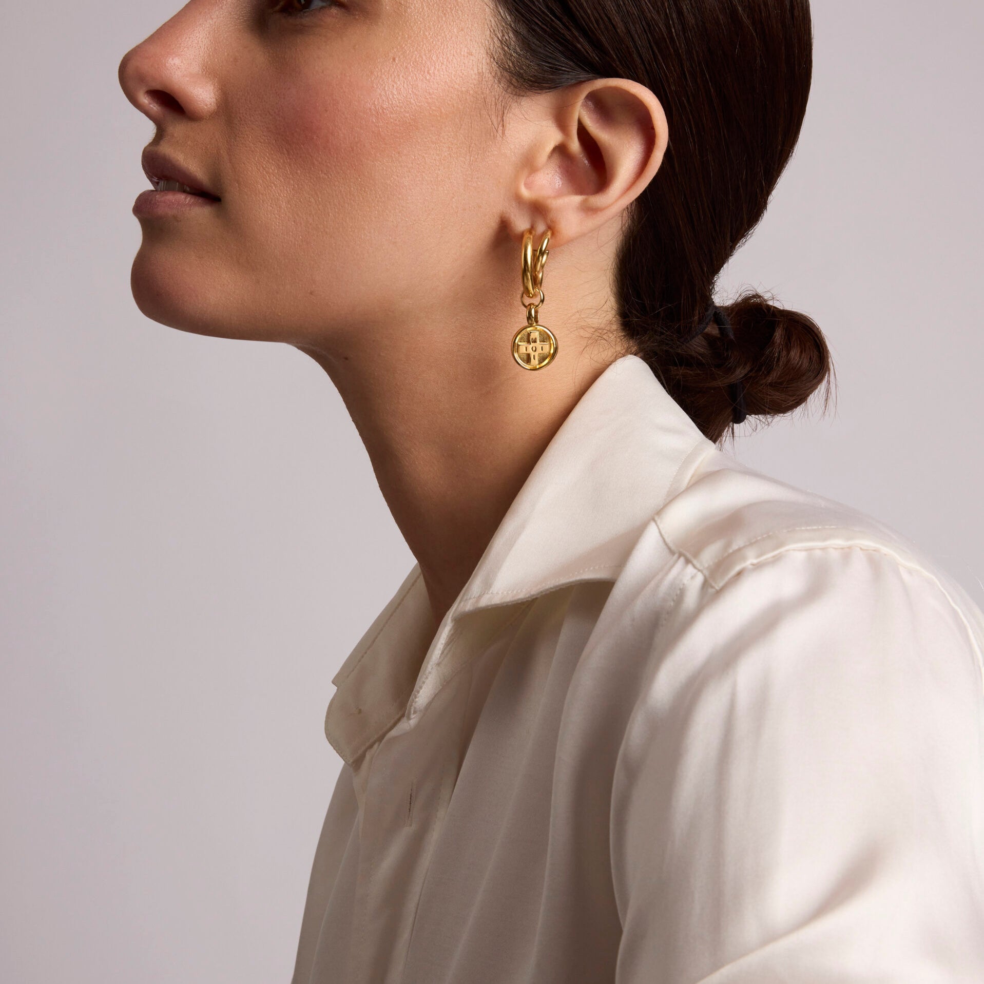 Gold Moi + Toi Disc Earrings