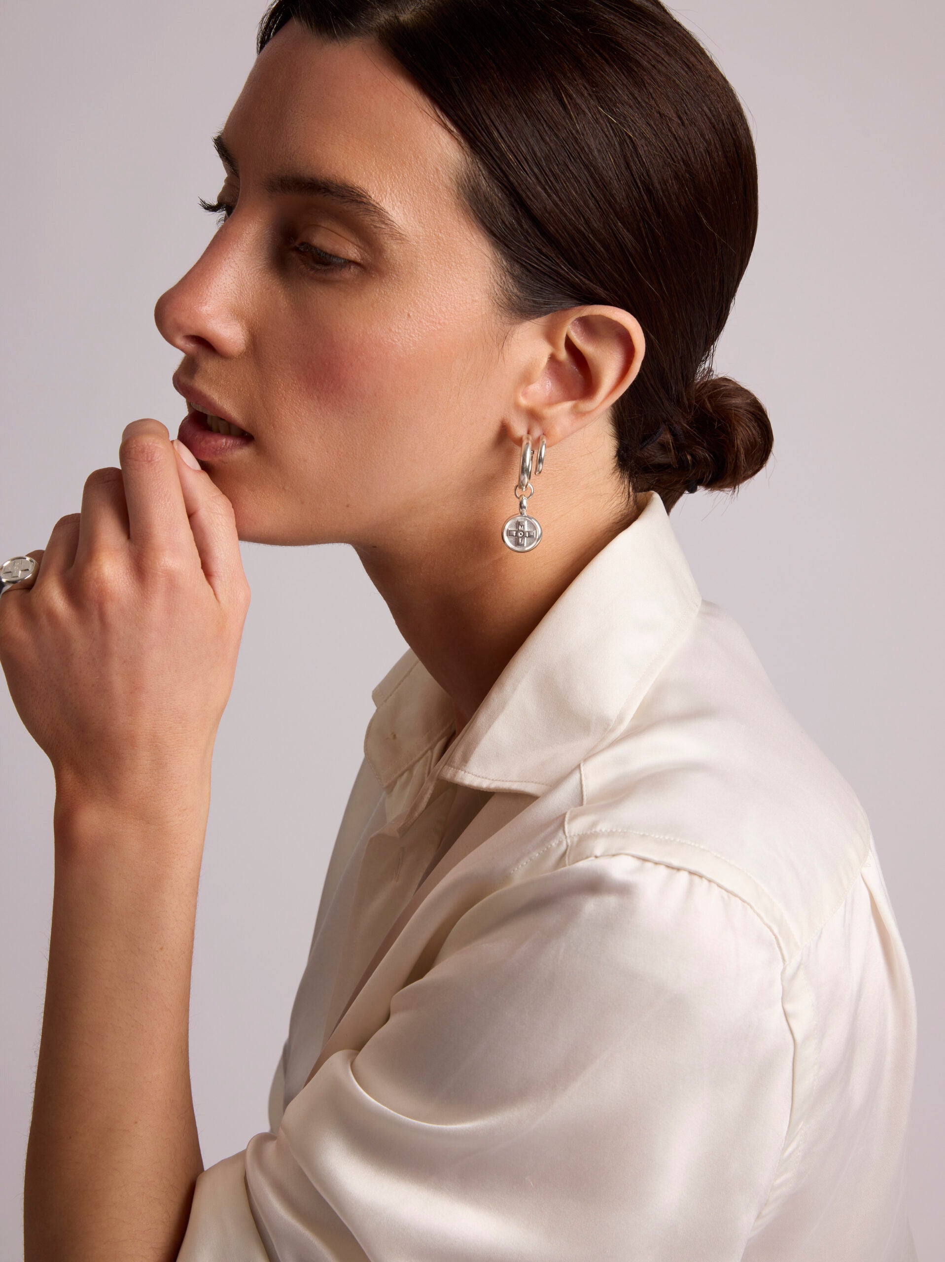Silver Moi + Toi Disc Earrings
