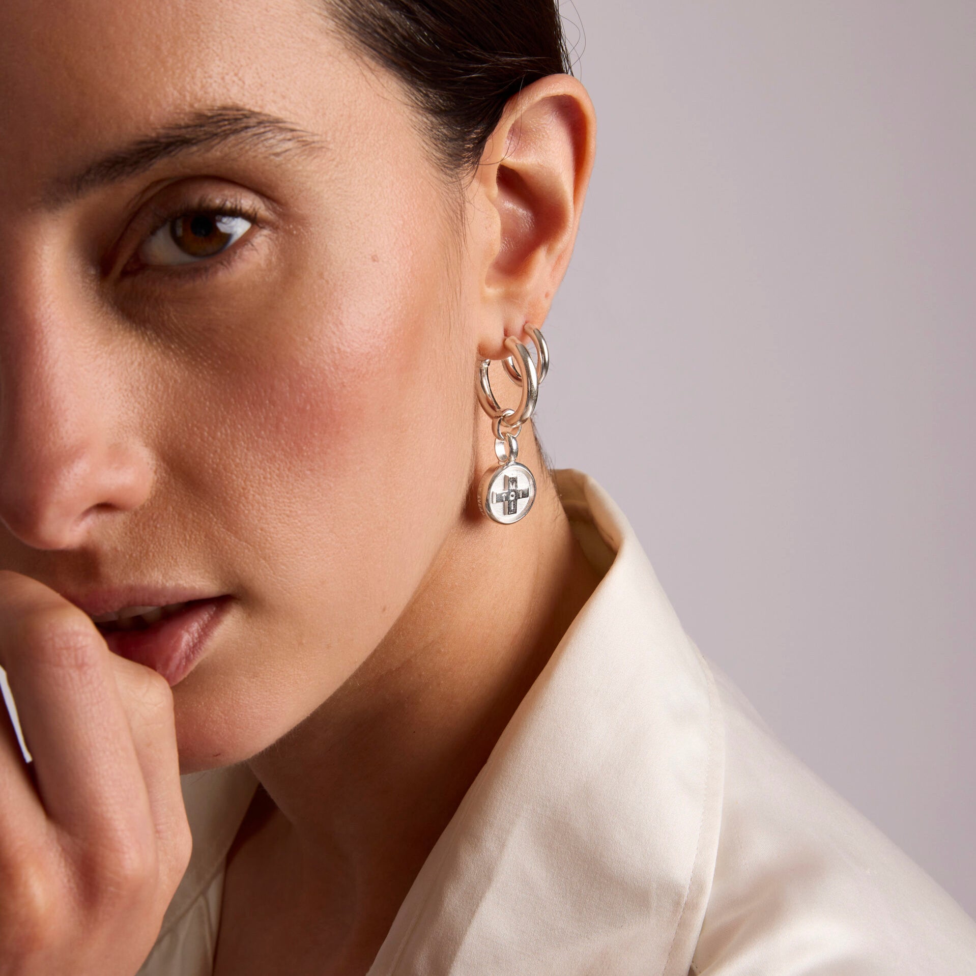 Silver Moi + Toi Disc Earrings