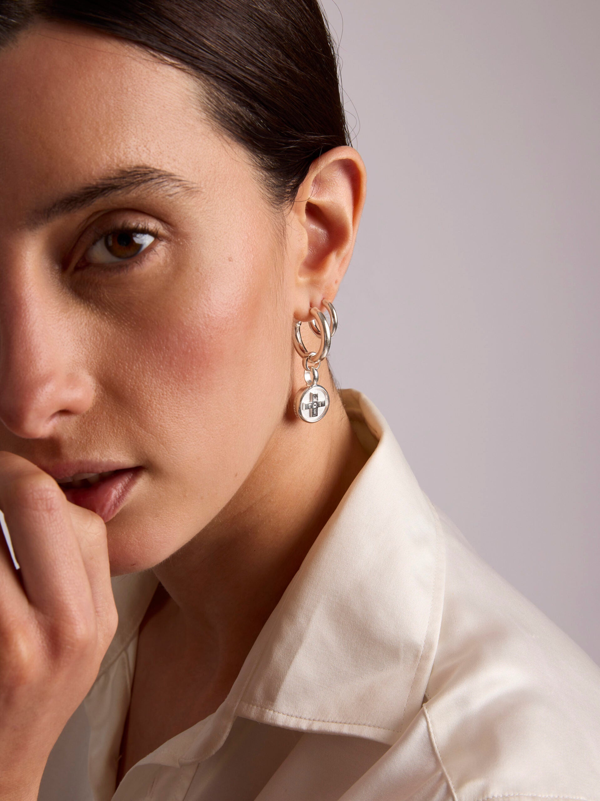 Silver Moi + Toi Disc Earrings