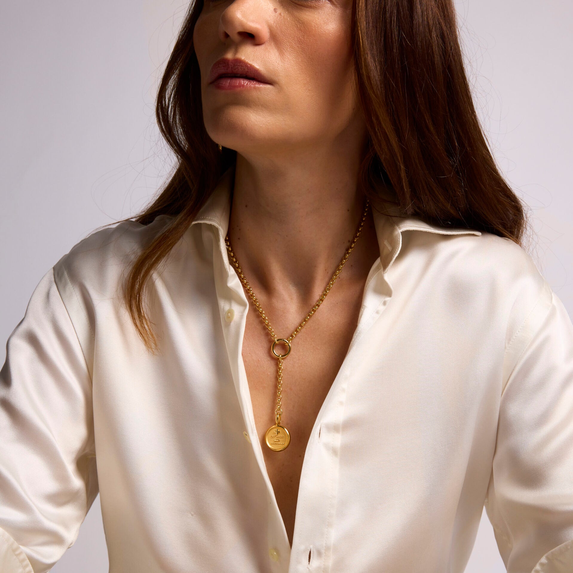 Gold Que Demain Disc on Eternity Belcher Necklace