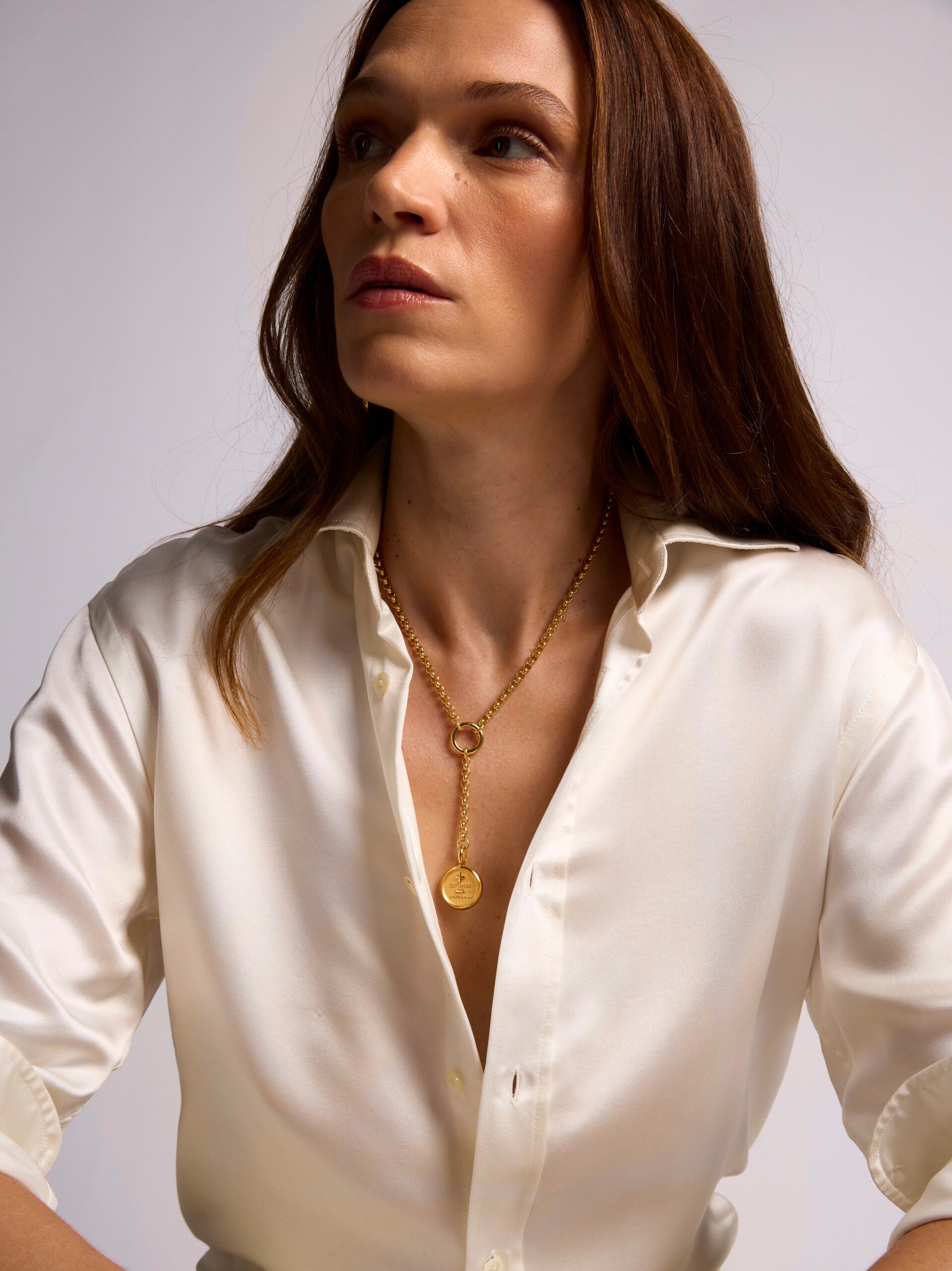 Gold Que Demain Disc on Eternity Belcher Necklace