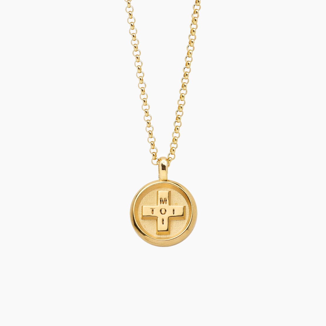 Large Gold Moi + Toi Disc on Belcher Chain