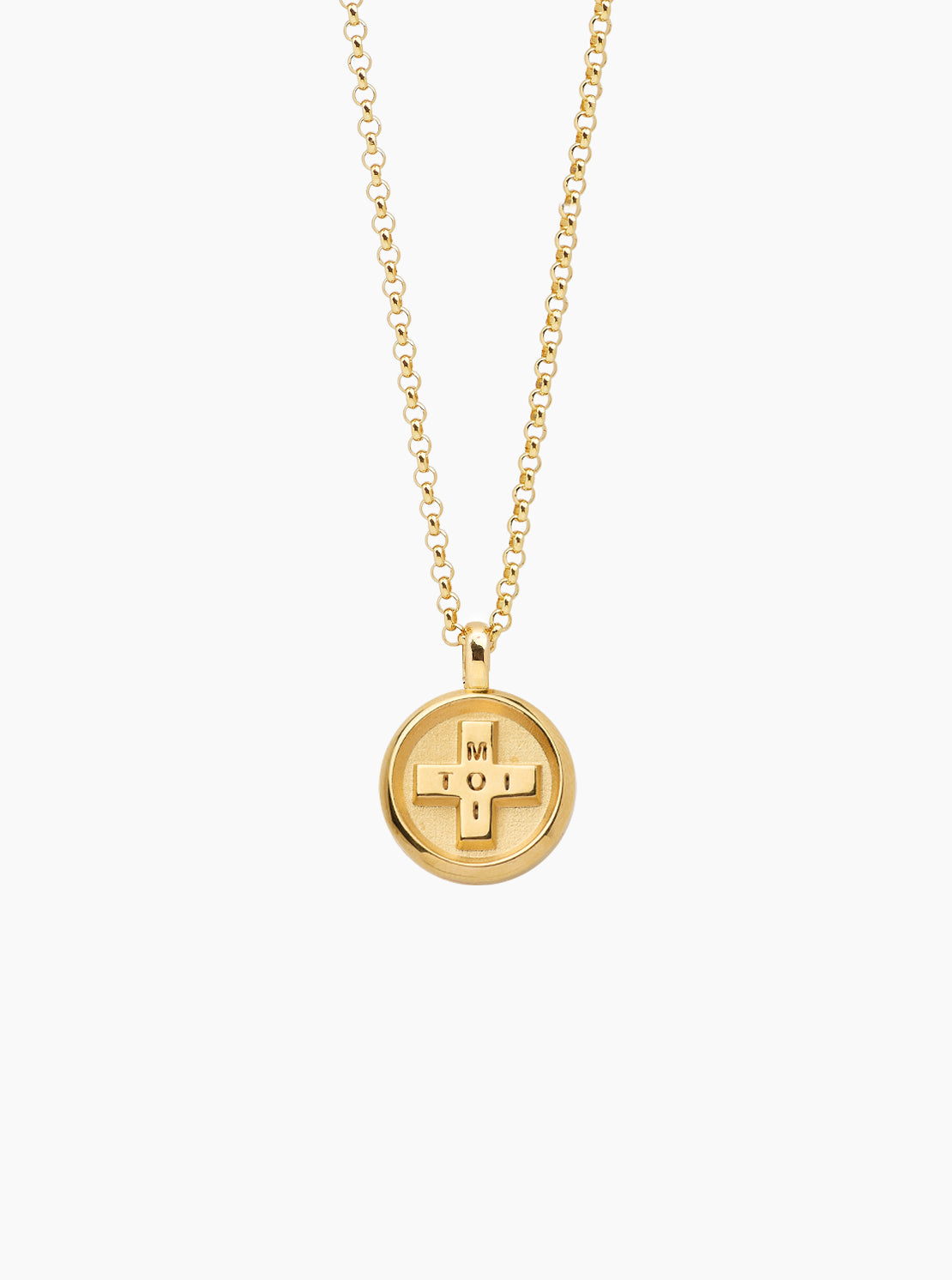 Large Gold Moi + Toi Disc on Belcher Chain