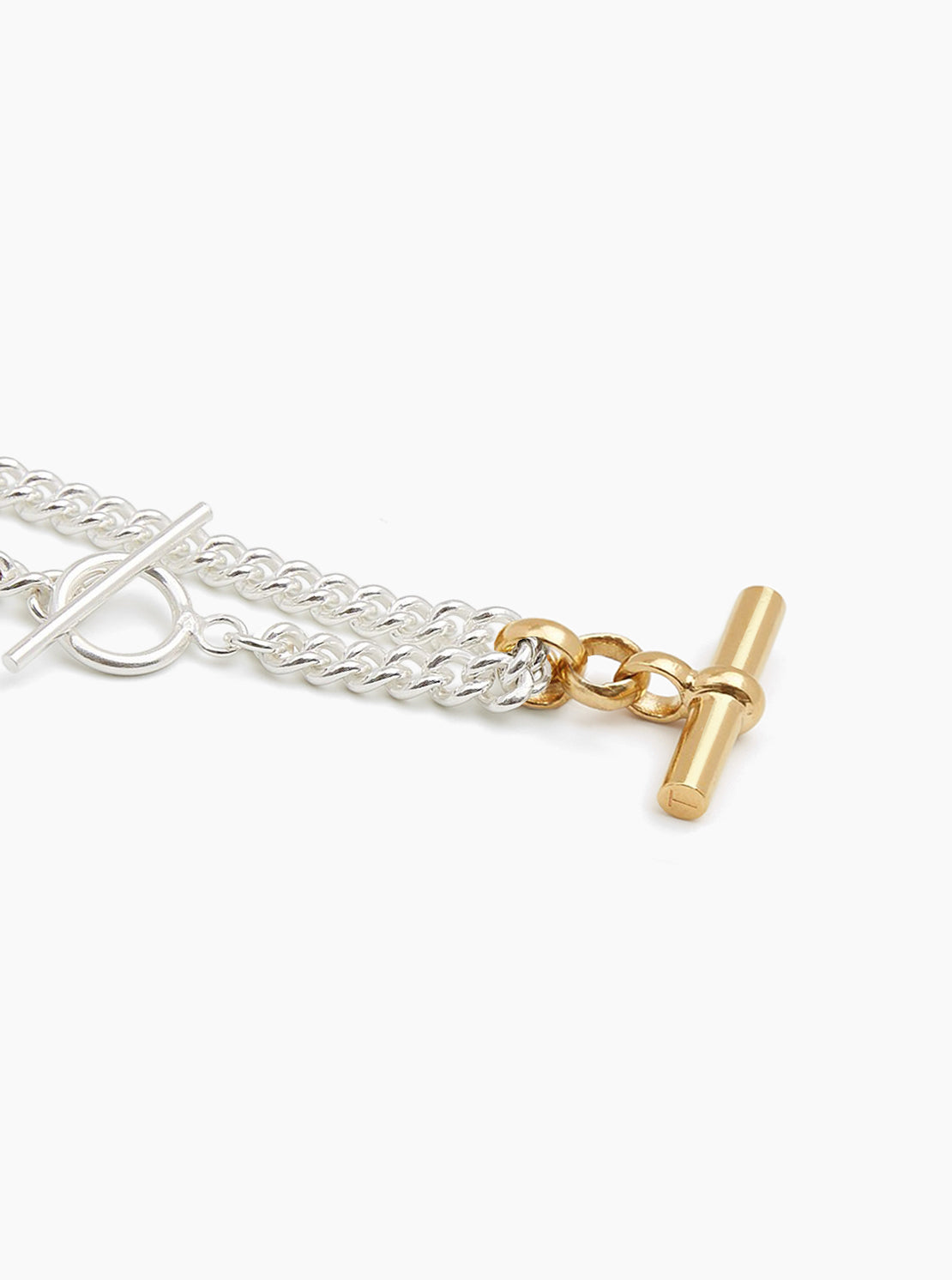 Mixed Metal T-Bar Curb Link Necklace