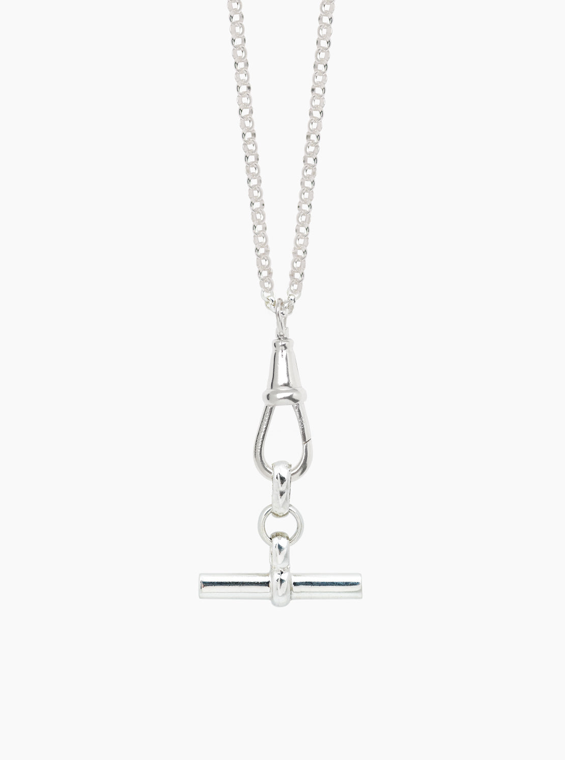 Belcher Necklace T Bar Sterling Silver Necklace 45cm Hollow Flat Heart Fob Belcher Necklace In Sterling Silver