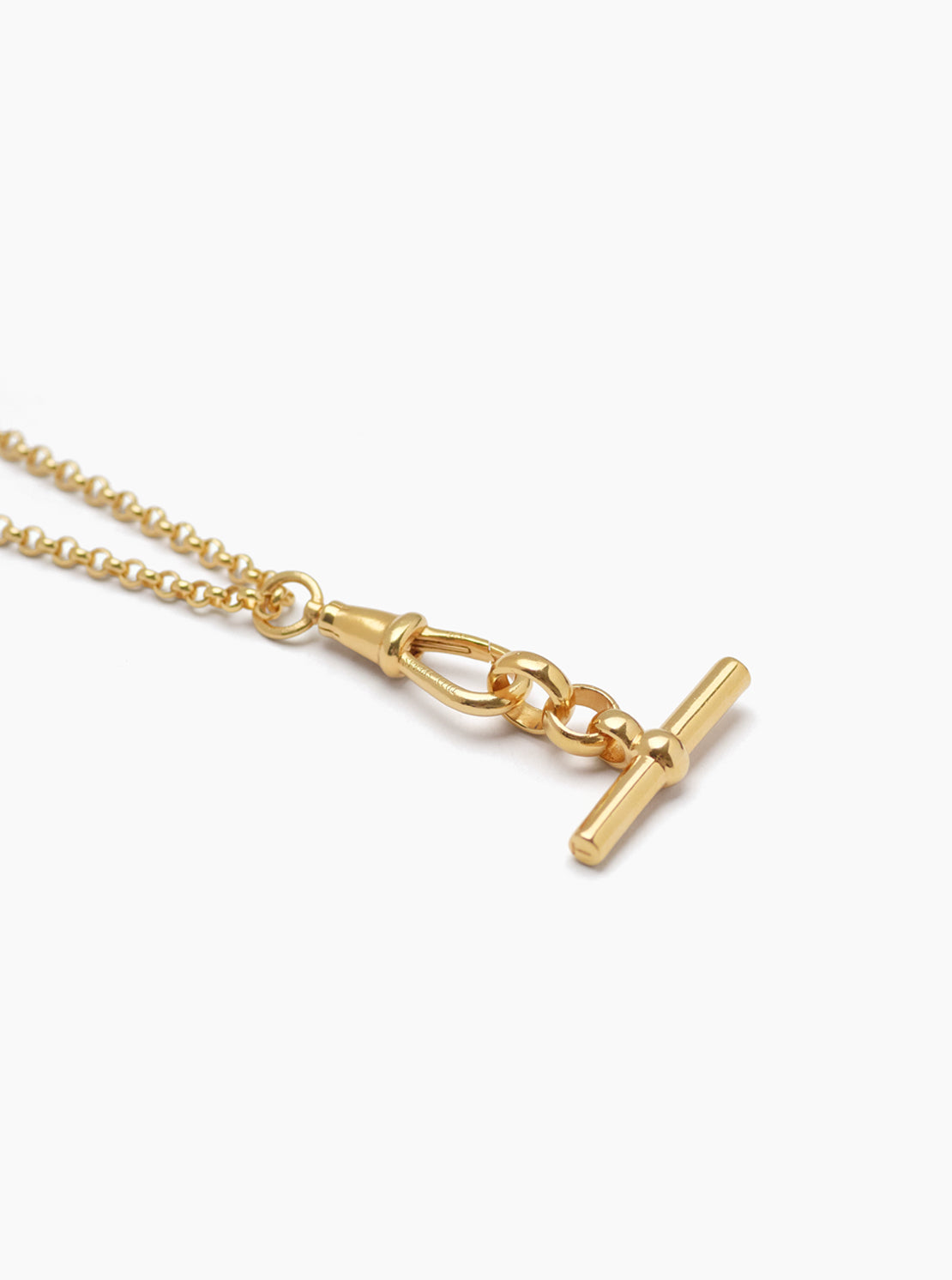 Small Gold T-bar on Belcher Clipt Necklace