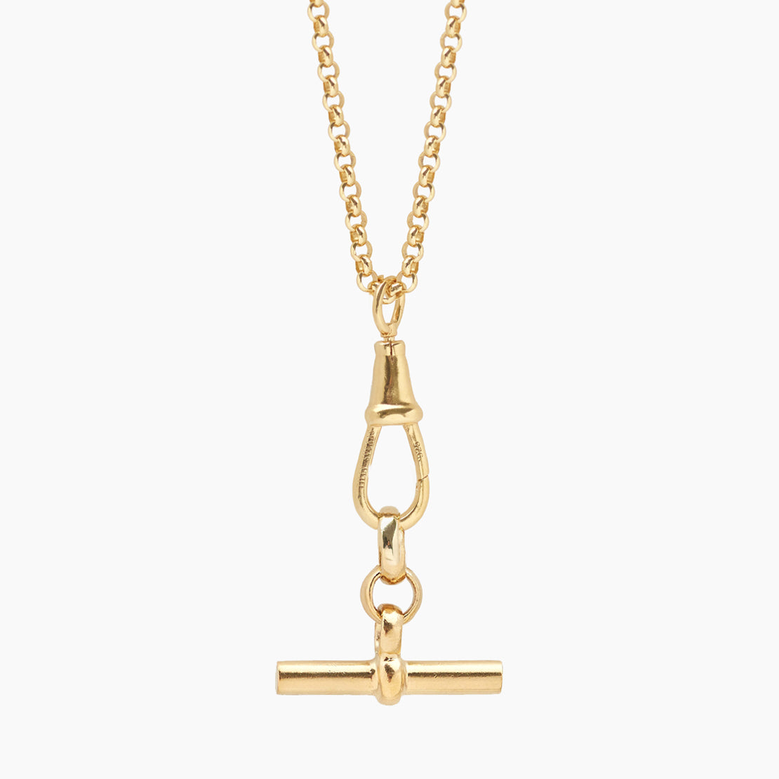 Small Gold T-bar on Belcher Clipt Necklace