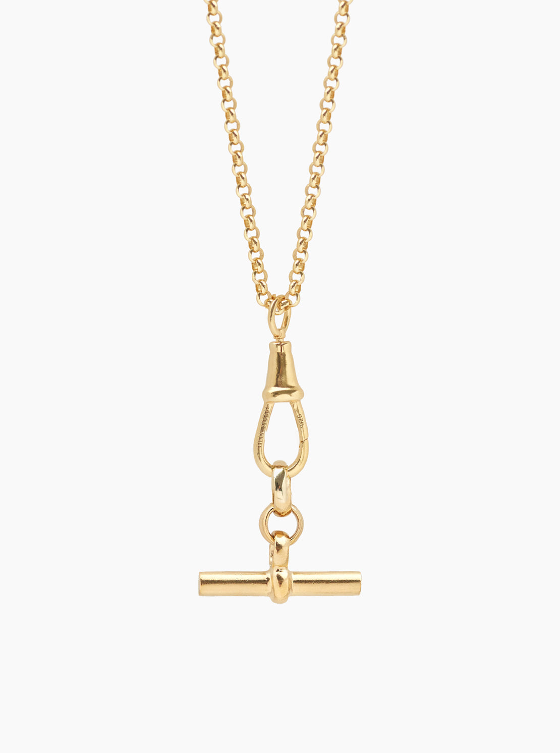 Small Gold T-bar on Belcher Clipt Necklace