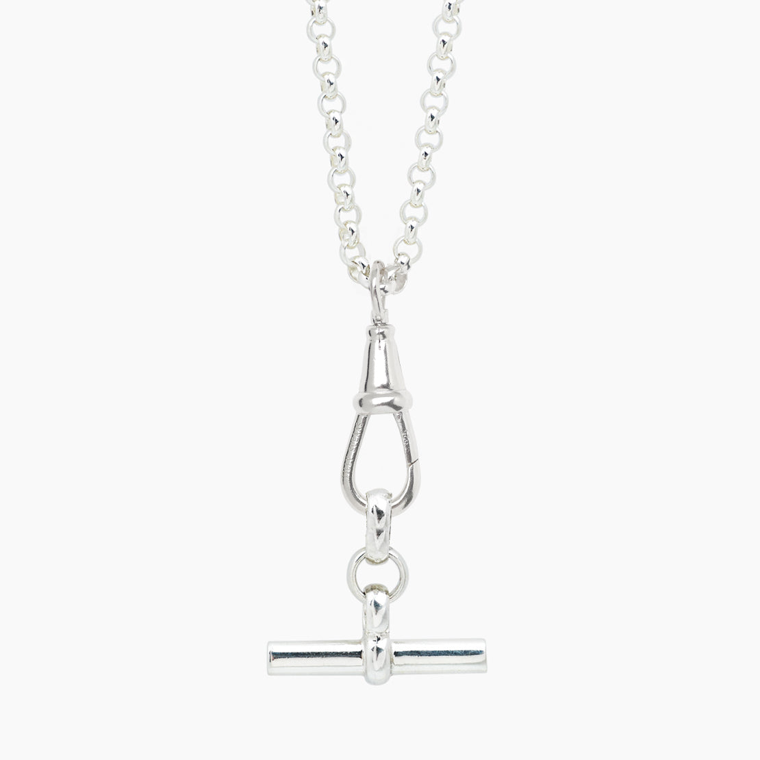 Silver T-bar on Chunky Belcher Clipt Necklace