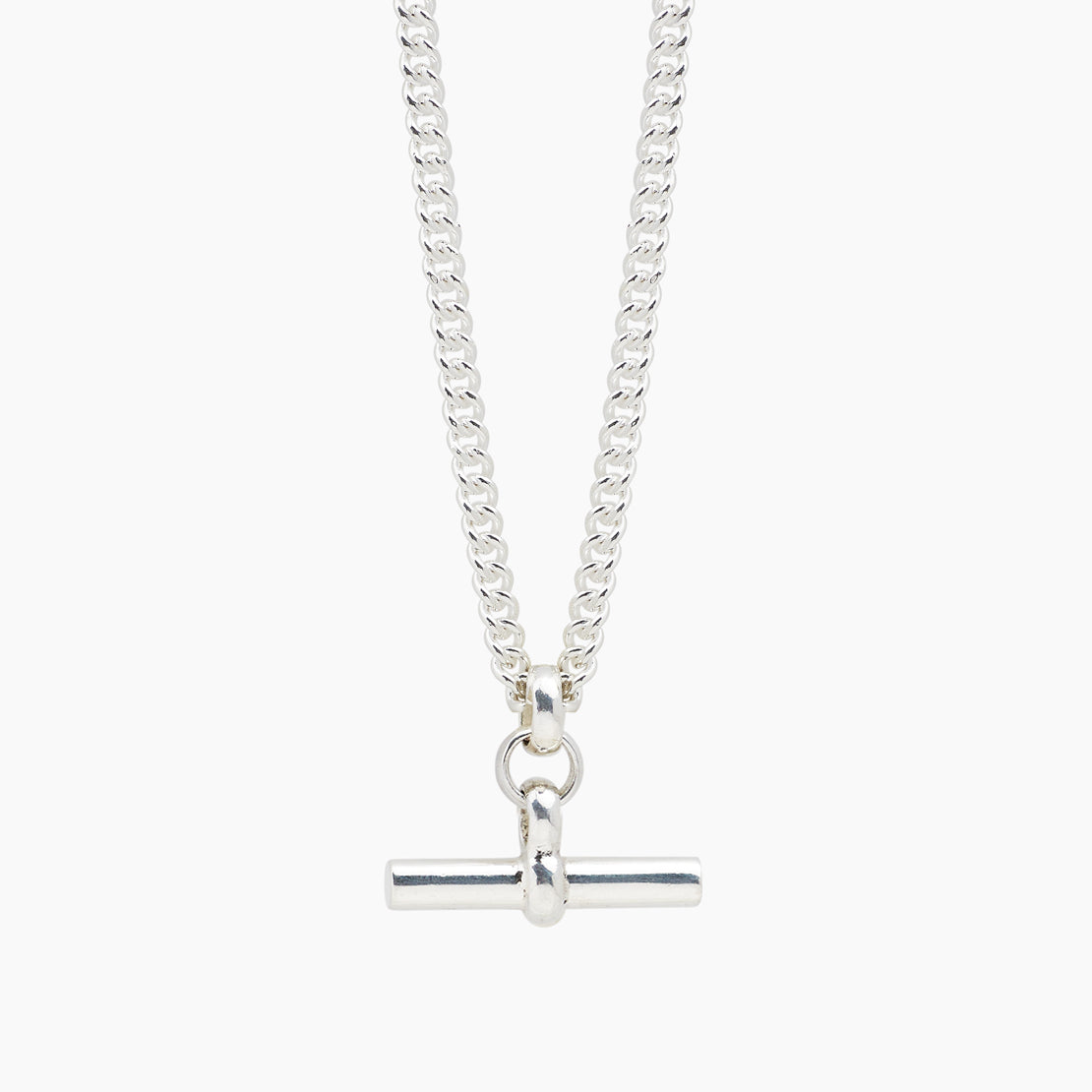Silver T-Bar Curb Link Necklace