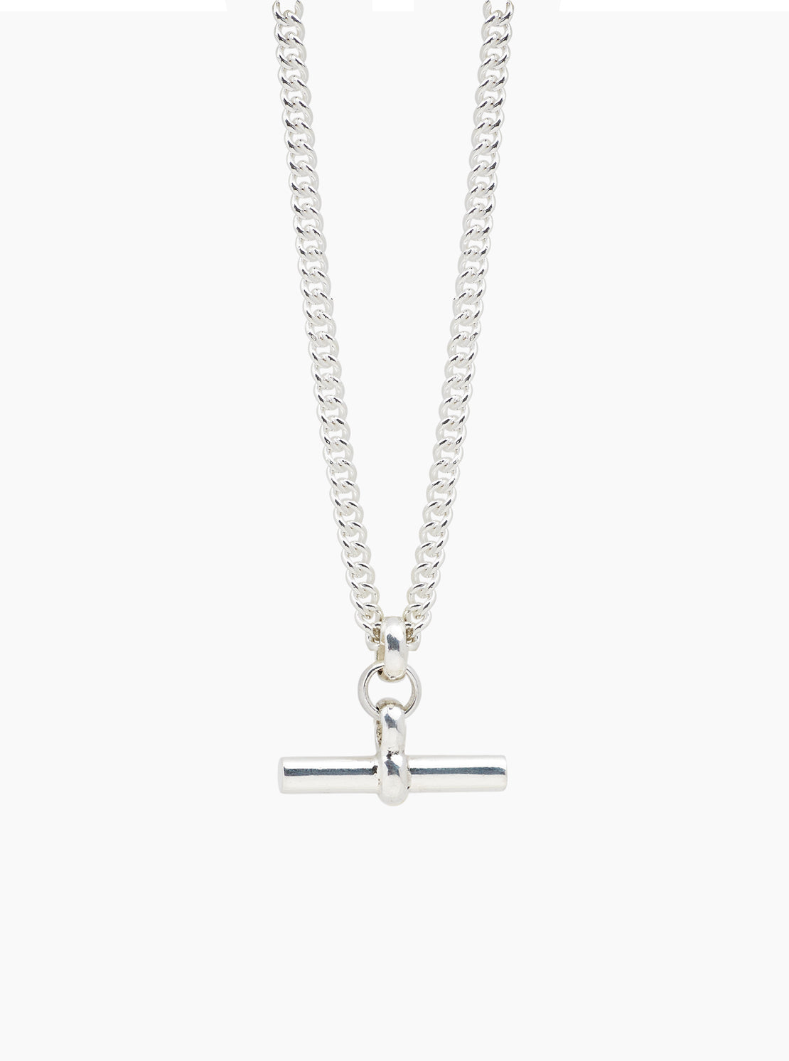 Silver T-Bar Curb Link Necklace