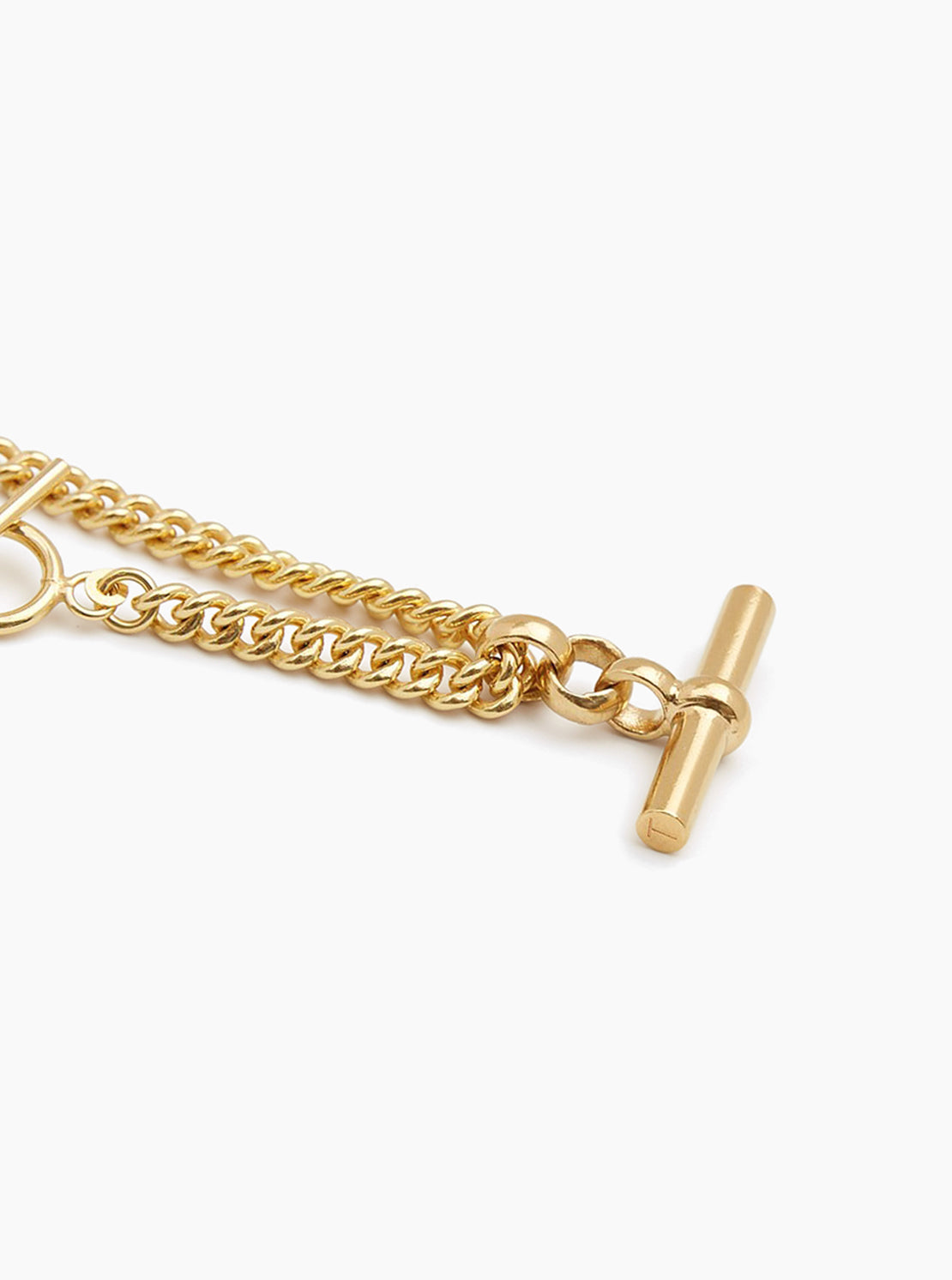 Gold T-Bar Curb Link Necklace