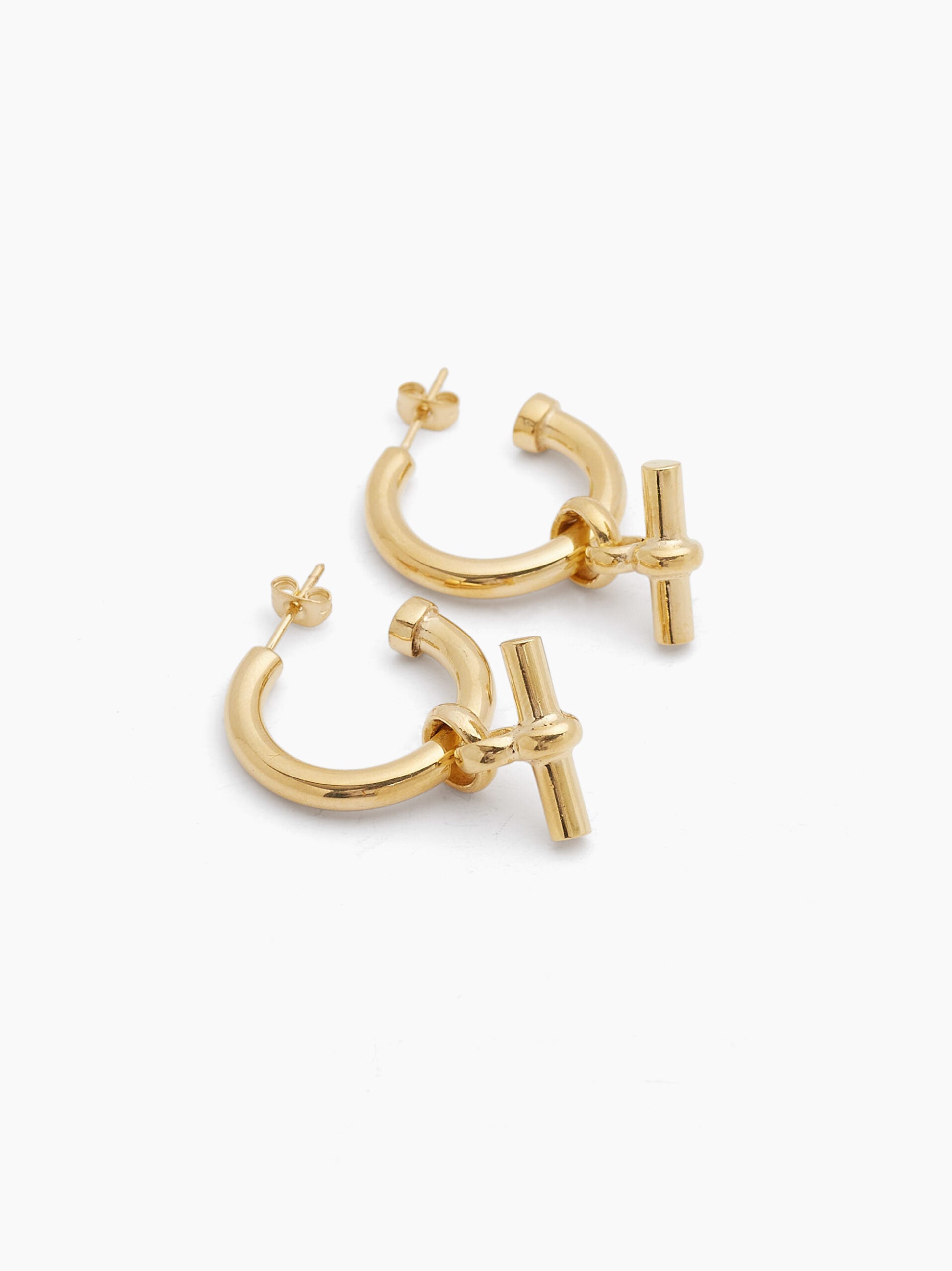 Medium Gold T-Bar Earrings