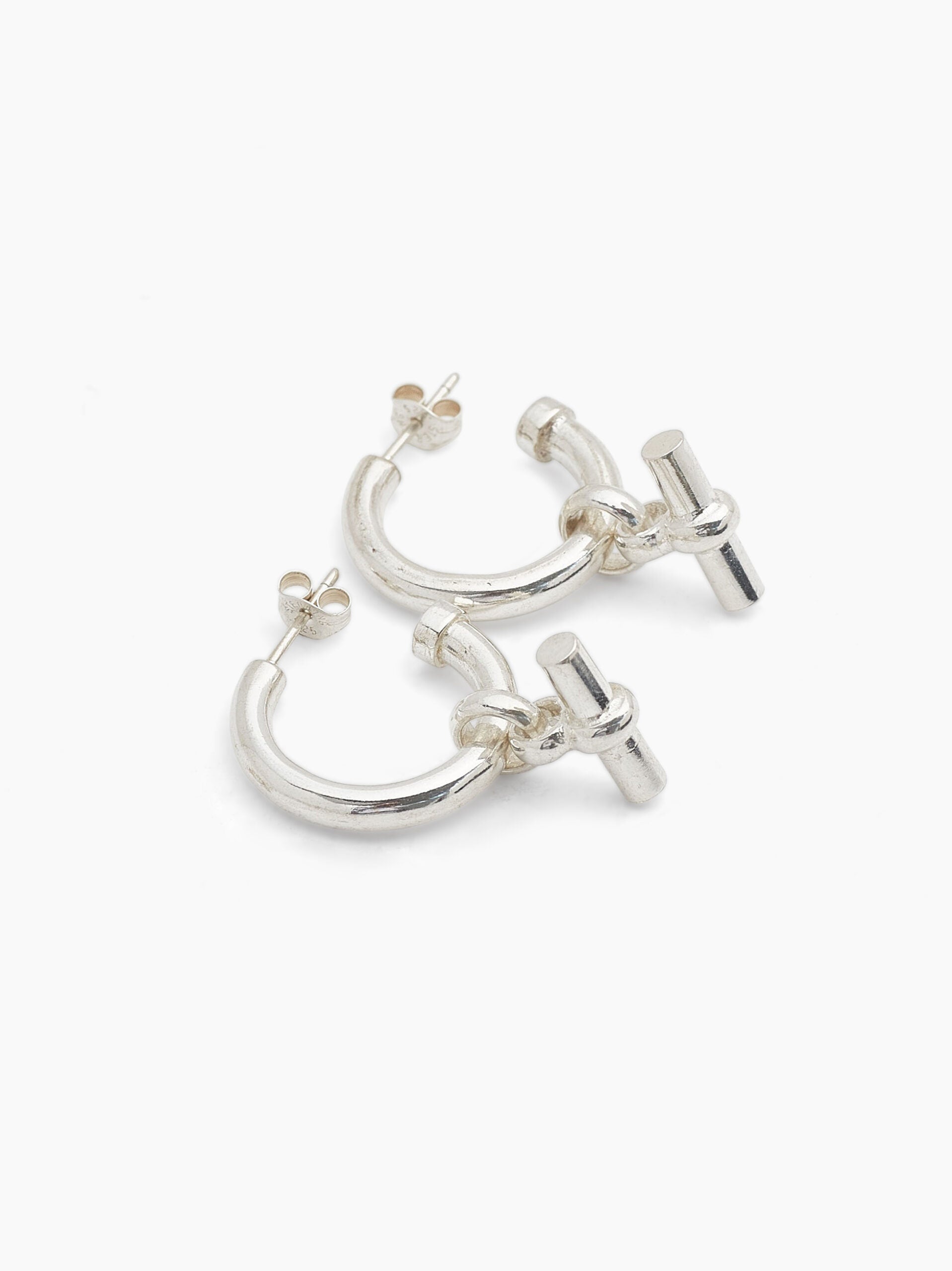 Small Silver T-Bar Earrings