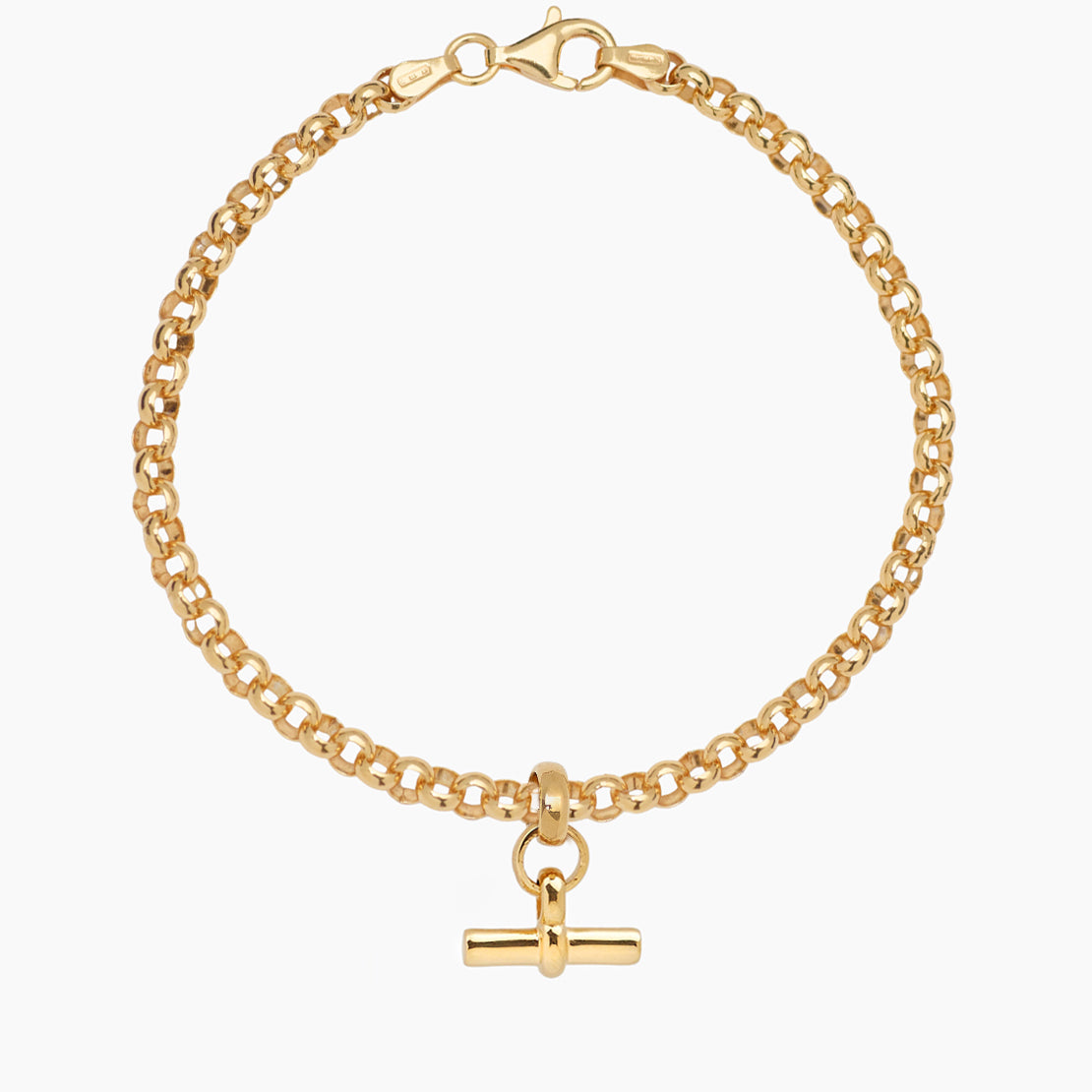 Gold Belcher Bracelet with Mini T-Bar