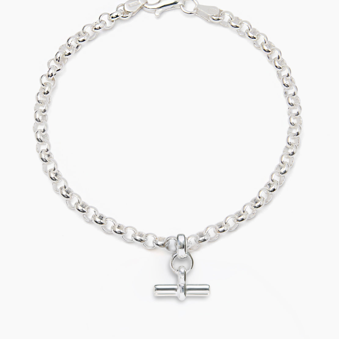 Silver Belcher Bracelet with Mini T-Bar