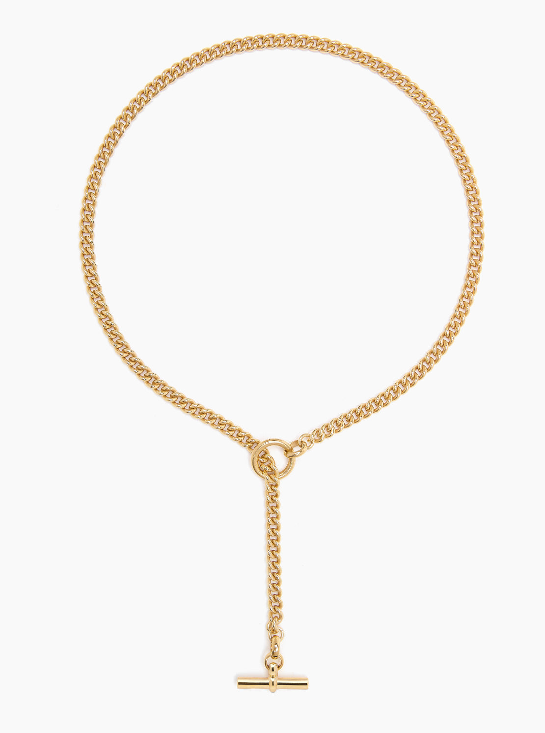 Small Gold T-Bar Clasp Curb Link Necklace