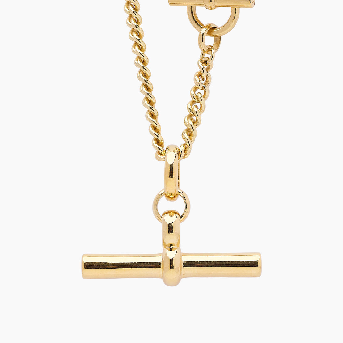 Giant Gold T-Bar On T-Bar Clasp Curb Chain