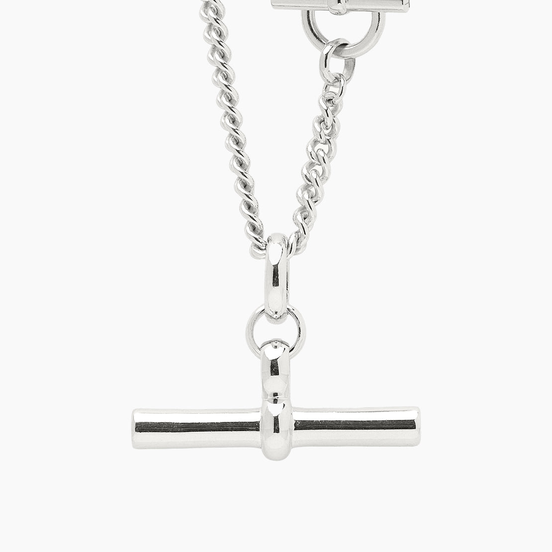 Giant Silver T-Bar On T-Bar Clasp Curb Chain