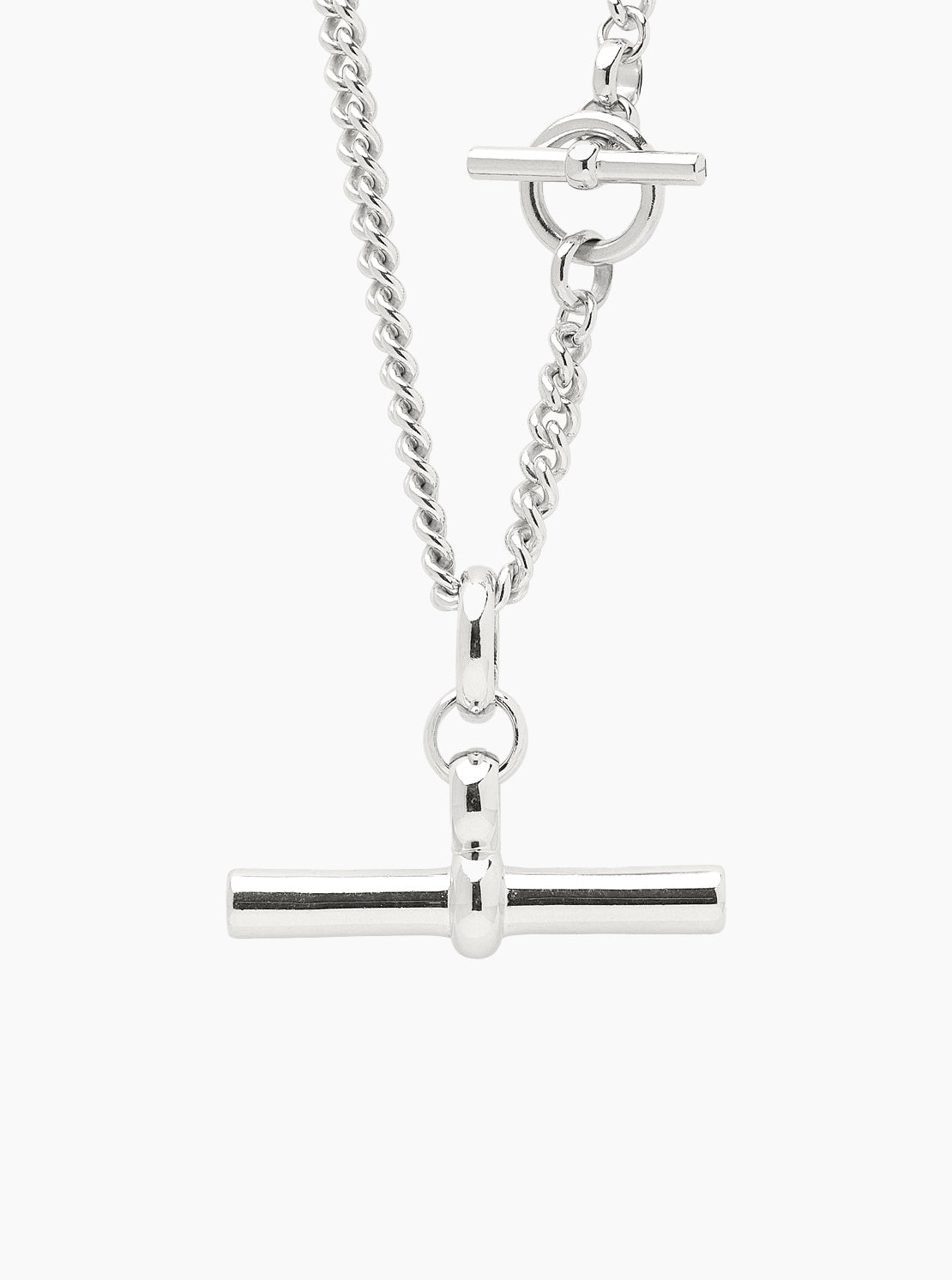 Giant Silver T-Bar On T-Bar Clasp Curb Chain