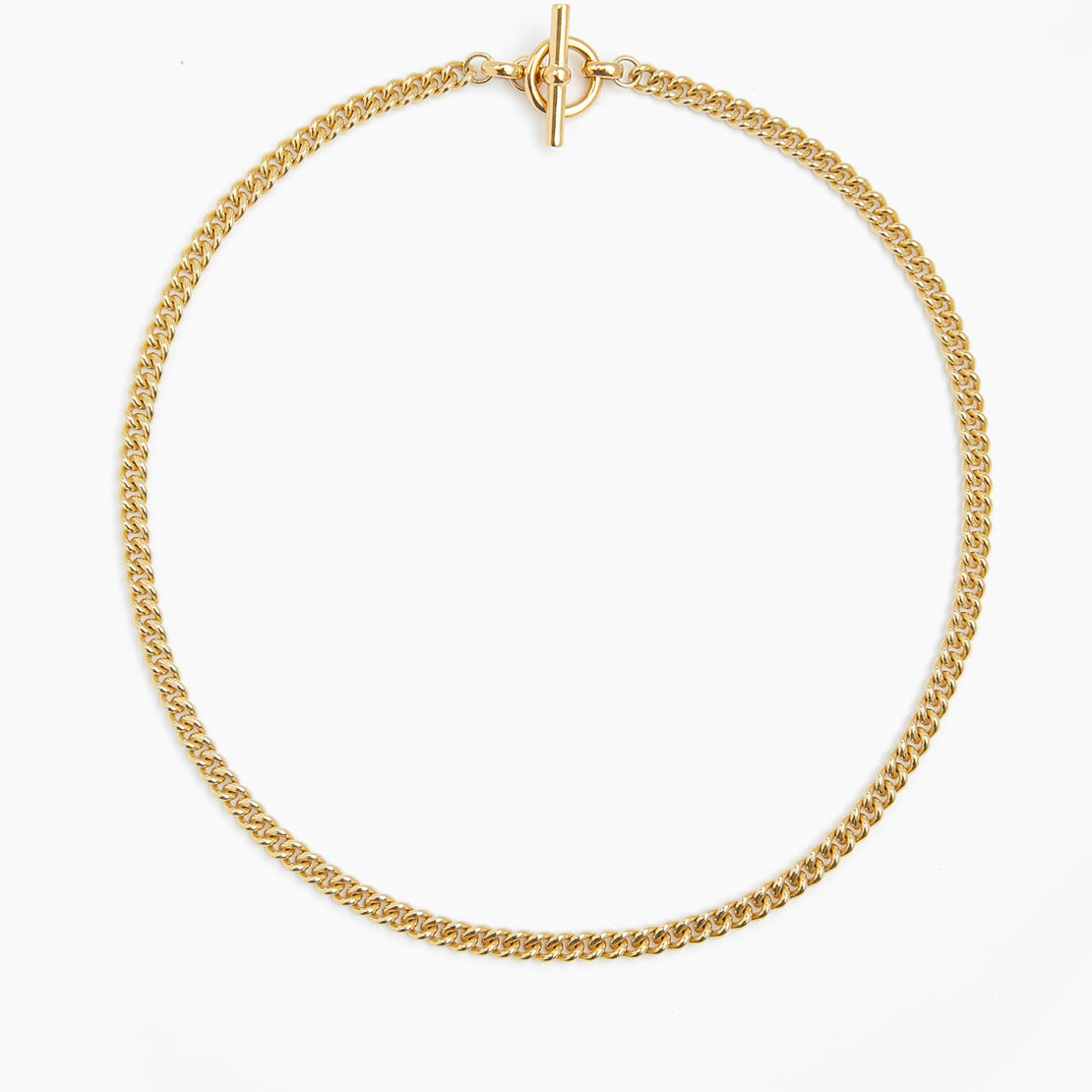 Small Gold T-Bar Clasp Curb Link Necklace
