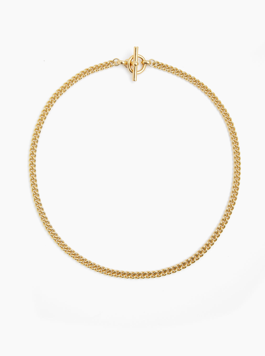 Small Gold T-Bar Clasp Curb Link Necklace