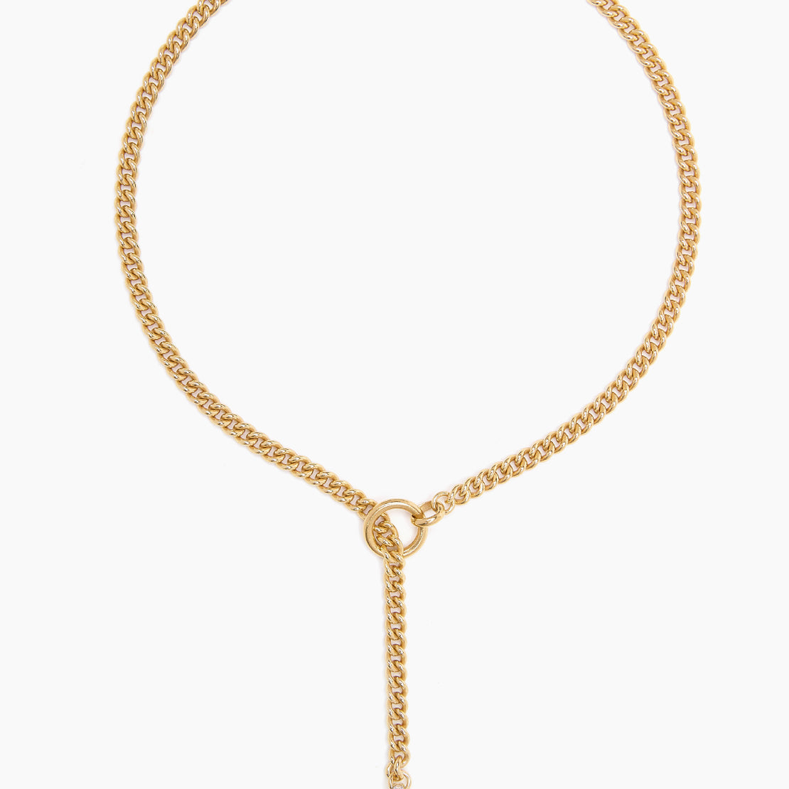 Small Gold Jewelled T-Bar Clasp on Curb Chain