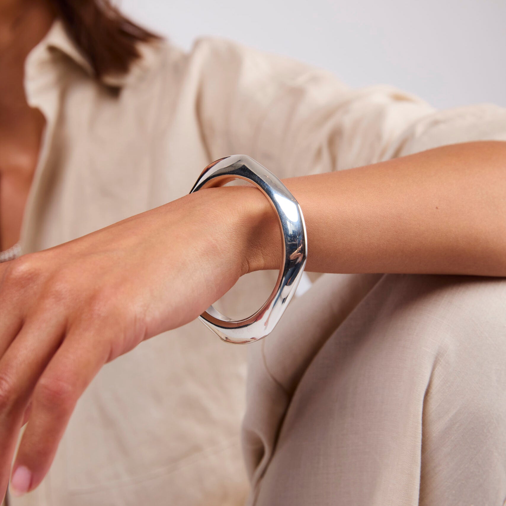 Silver-Plated Retro Bangle