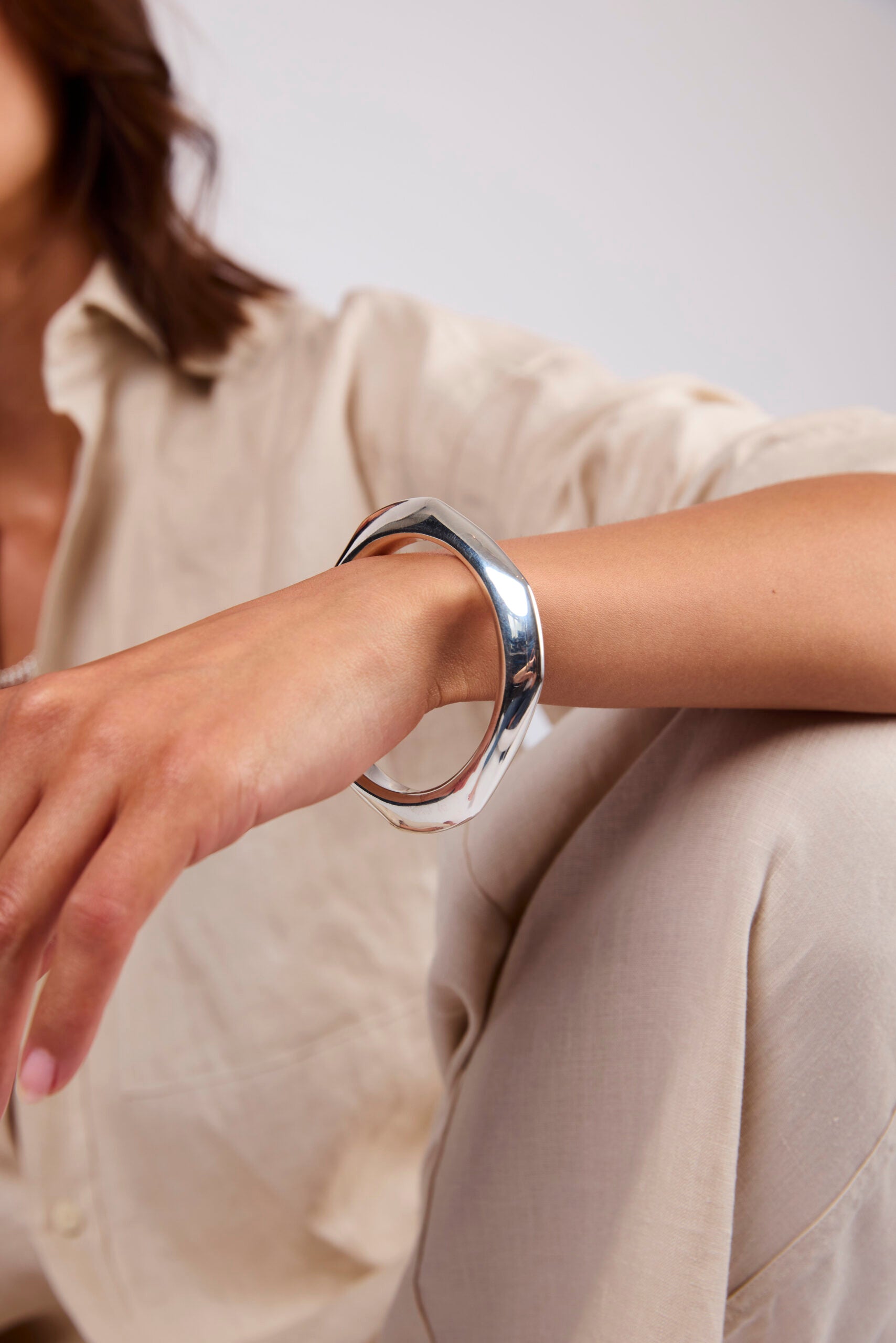 Silver-Plated Retro Bangle