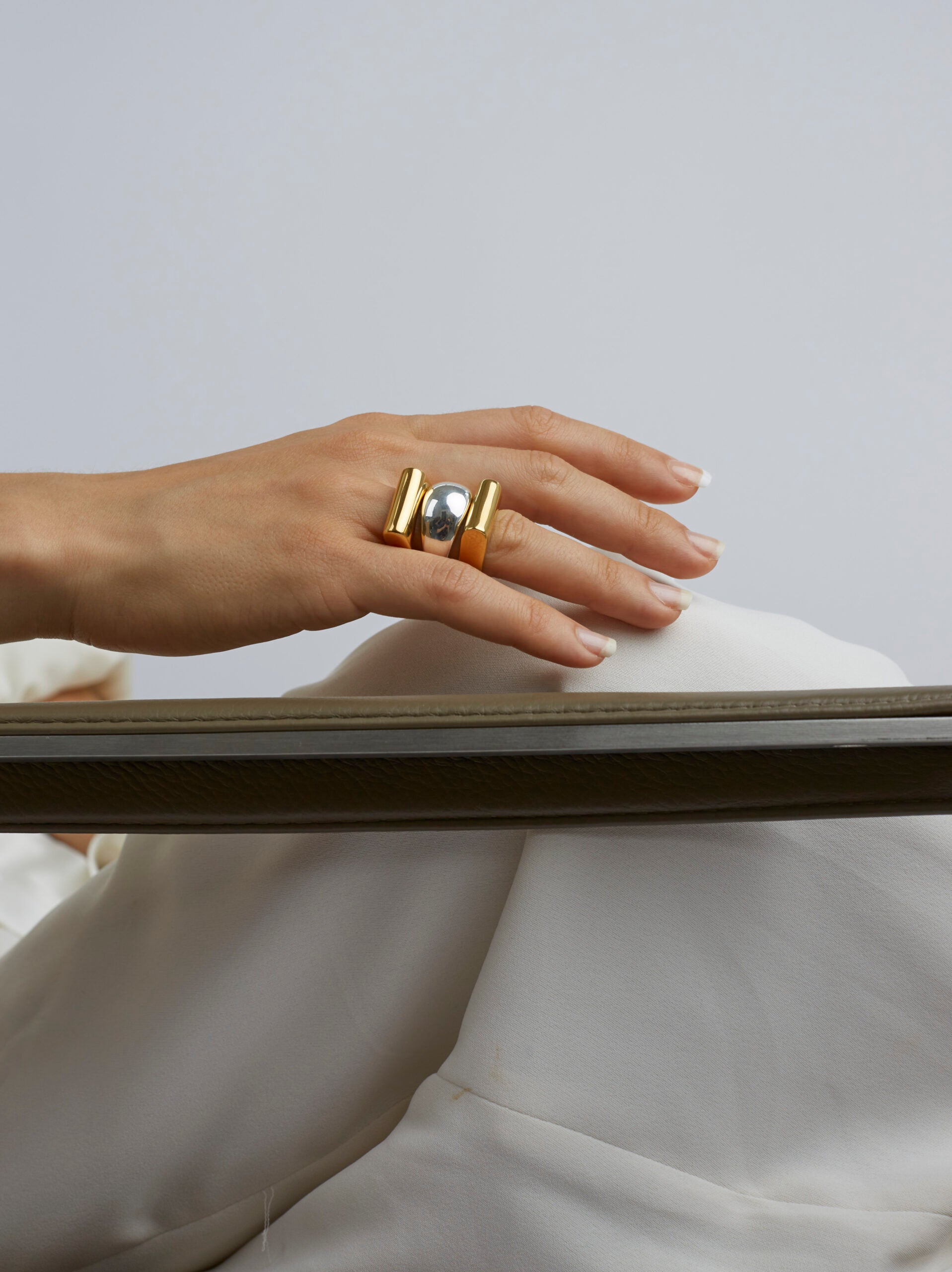 Gold and Silver Ridge Triple Ring Set
