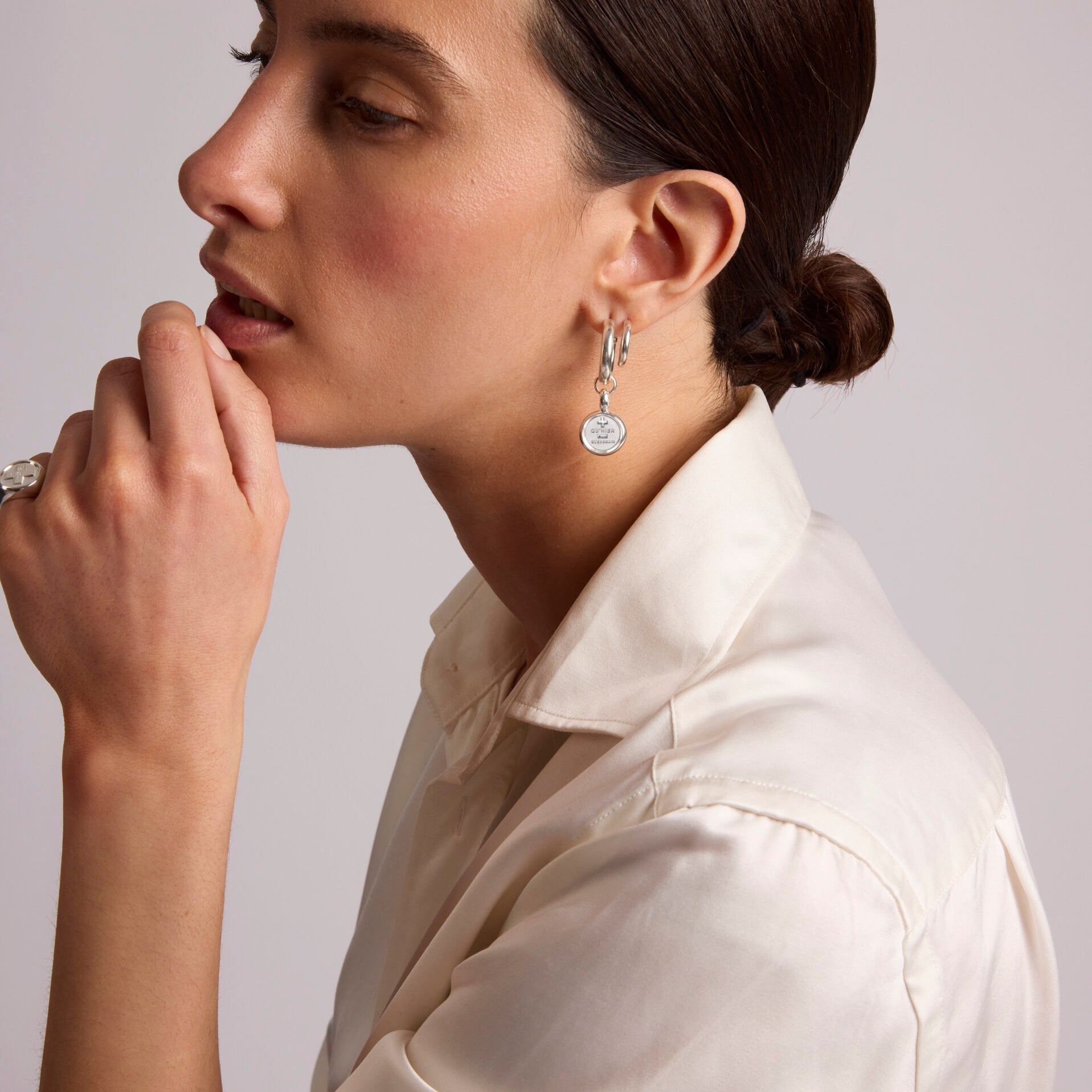 Silver Que Demain Disc Earrings