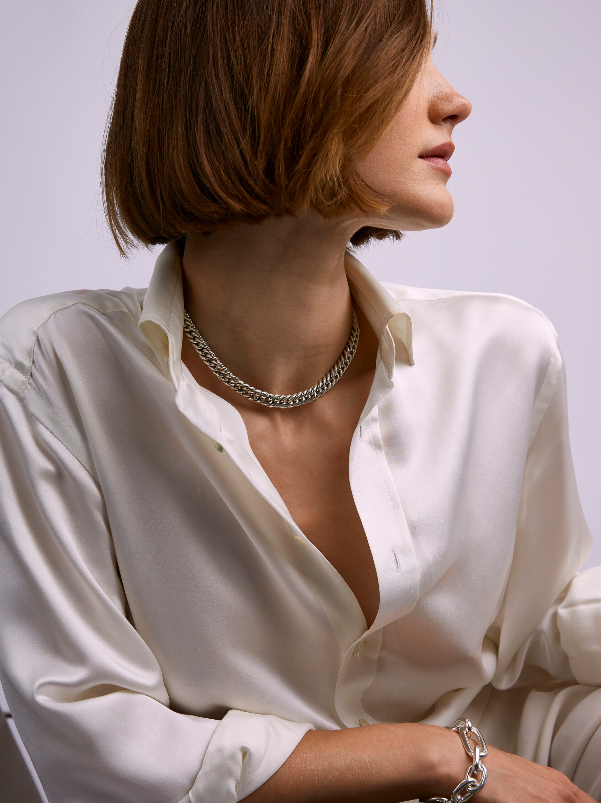 Silver Curb Link Choker