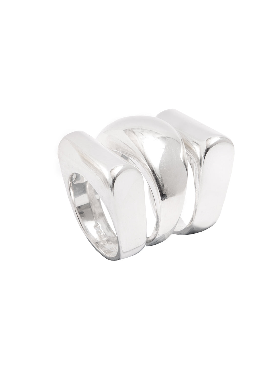 Silver Triple Ridge Ring Set