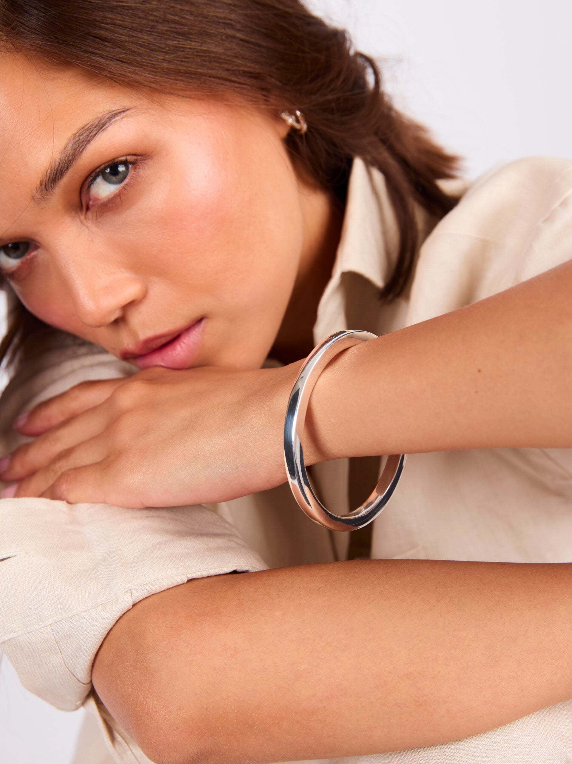 Silver-Plated Square Edge Bangle