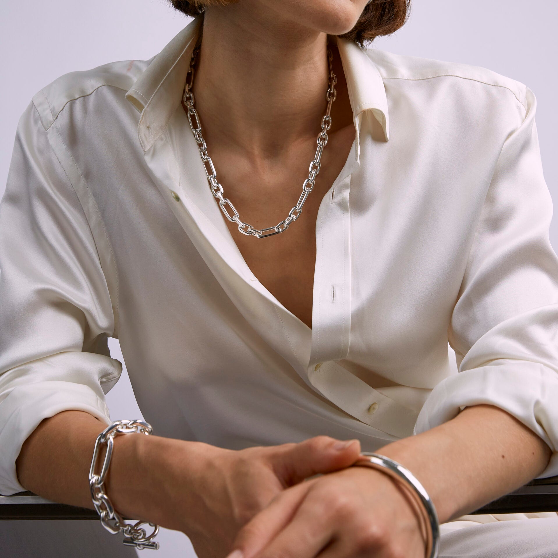 Small Silver Plated Watch Chain Necklace