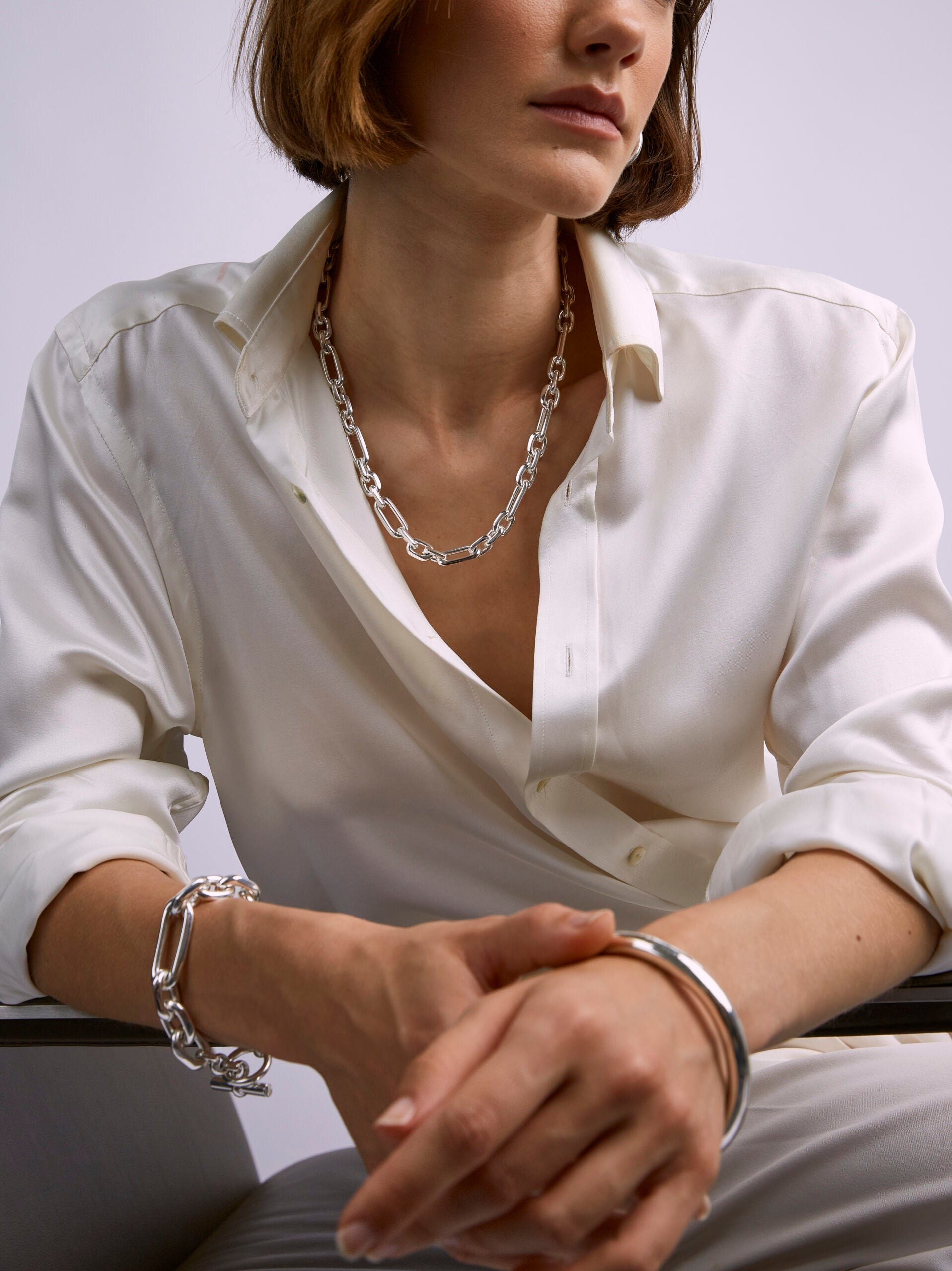 Small Silver Plated Watch Chain Necklace