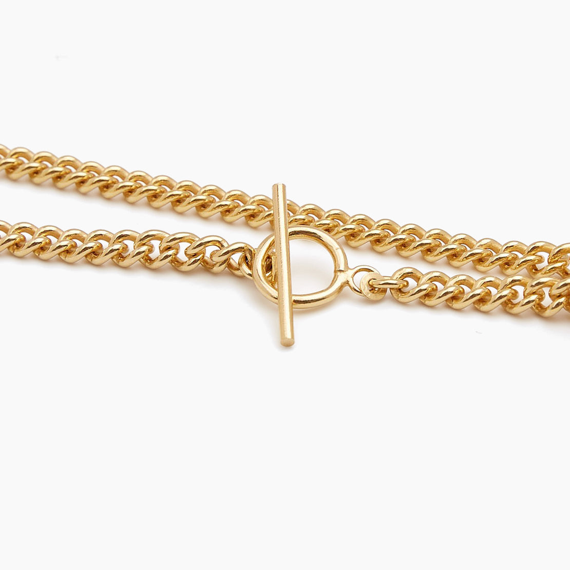 Gold T-Bar Curb Link Necklace