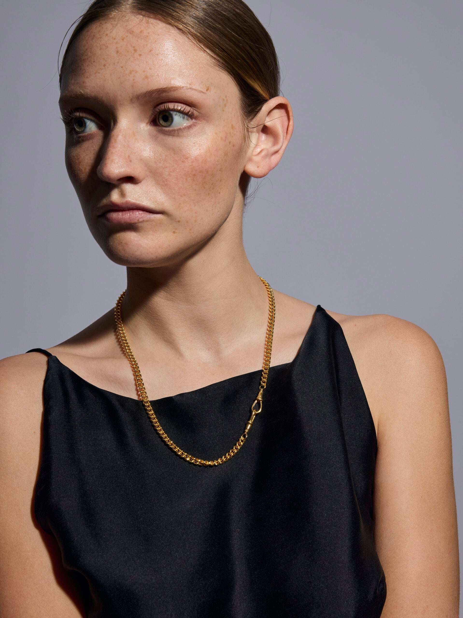 Slim Gold Curb Clipt Necklace