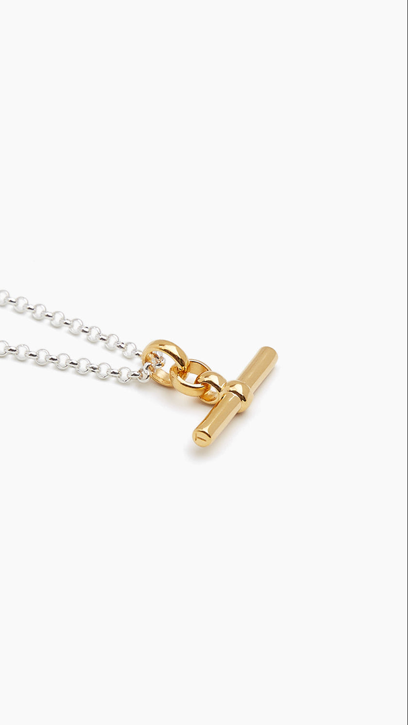 Necklace with a gold clasp on a white background