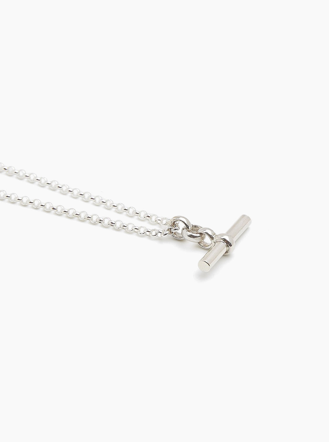 Small Silver T-Bar On Belcher Chain