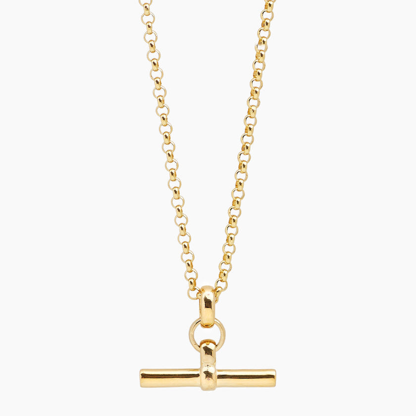 Small Gold T-Bar On Belcher Chain