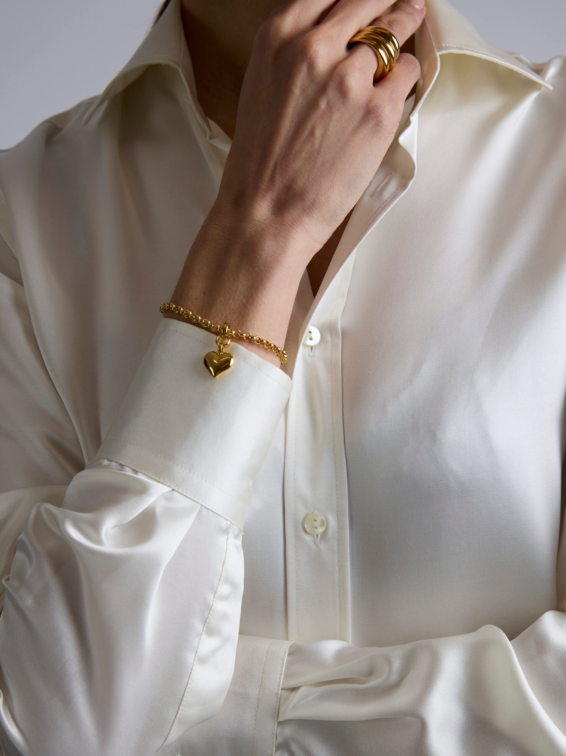 Small Gold Heart on Belcher Bracelet