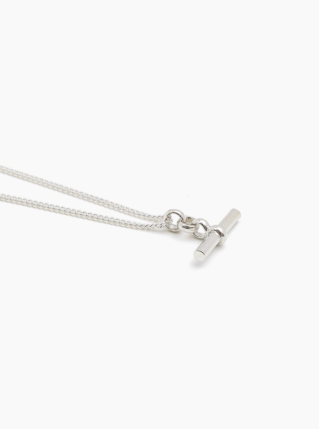 Silver T-Bar On Fine Curb Chain